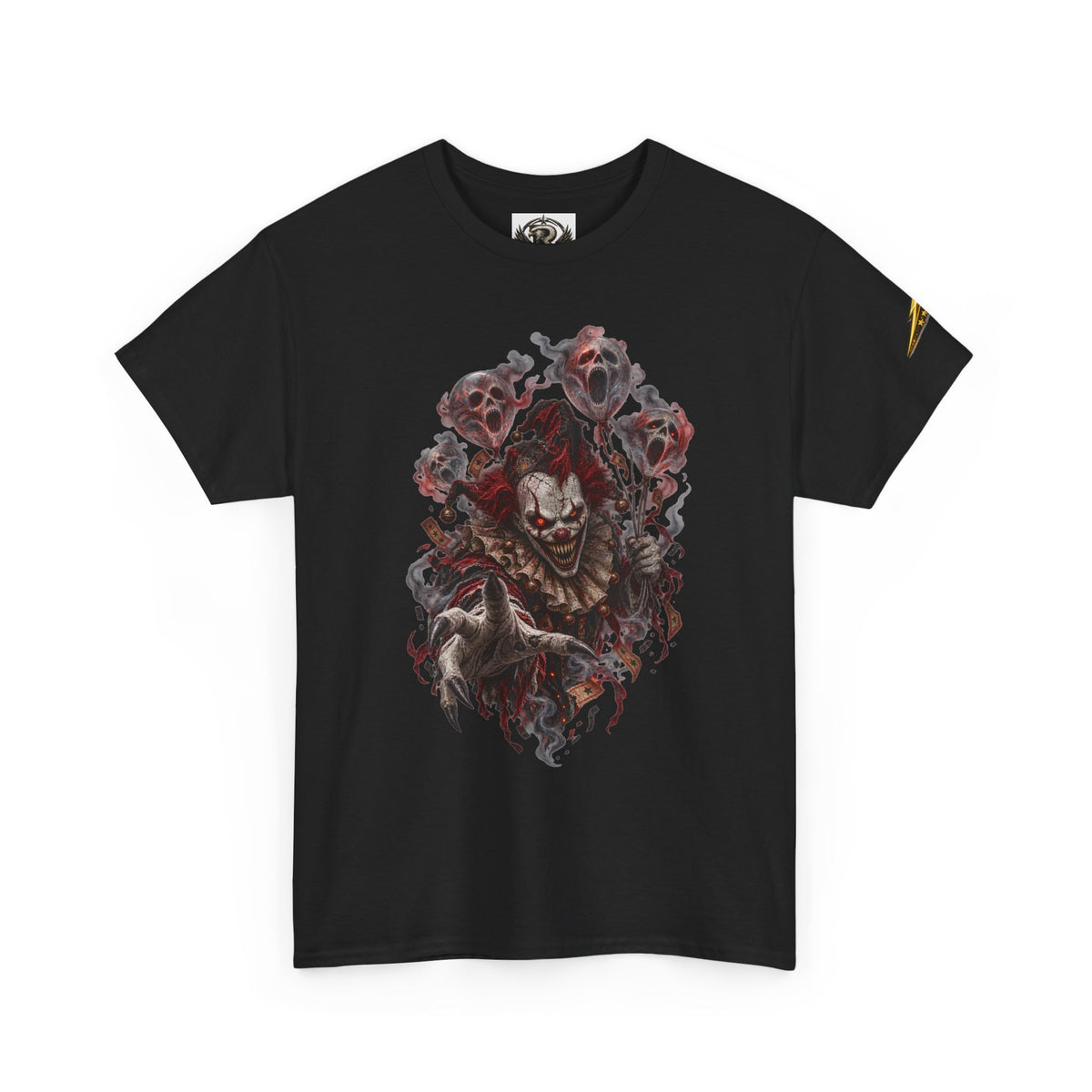 Horror Clown Graphic Tee — Dark Creepy Skull & Roses T-Shirt