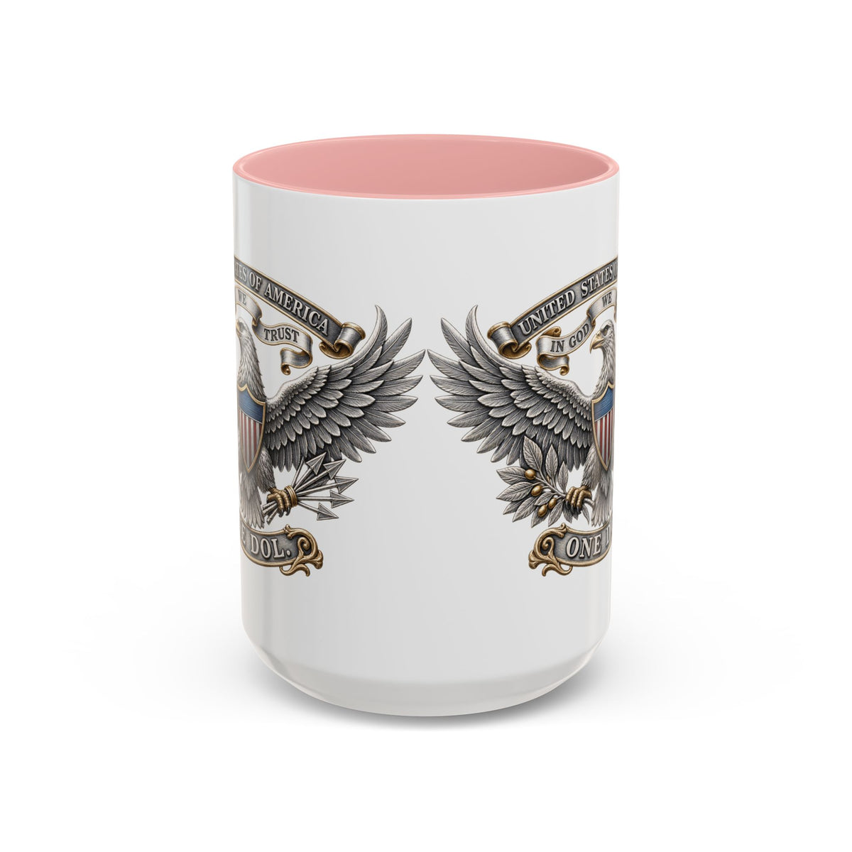 Eagle Shield Accent Coffee Mug — Patriotic "In God We Trust" Design