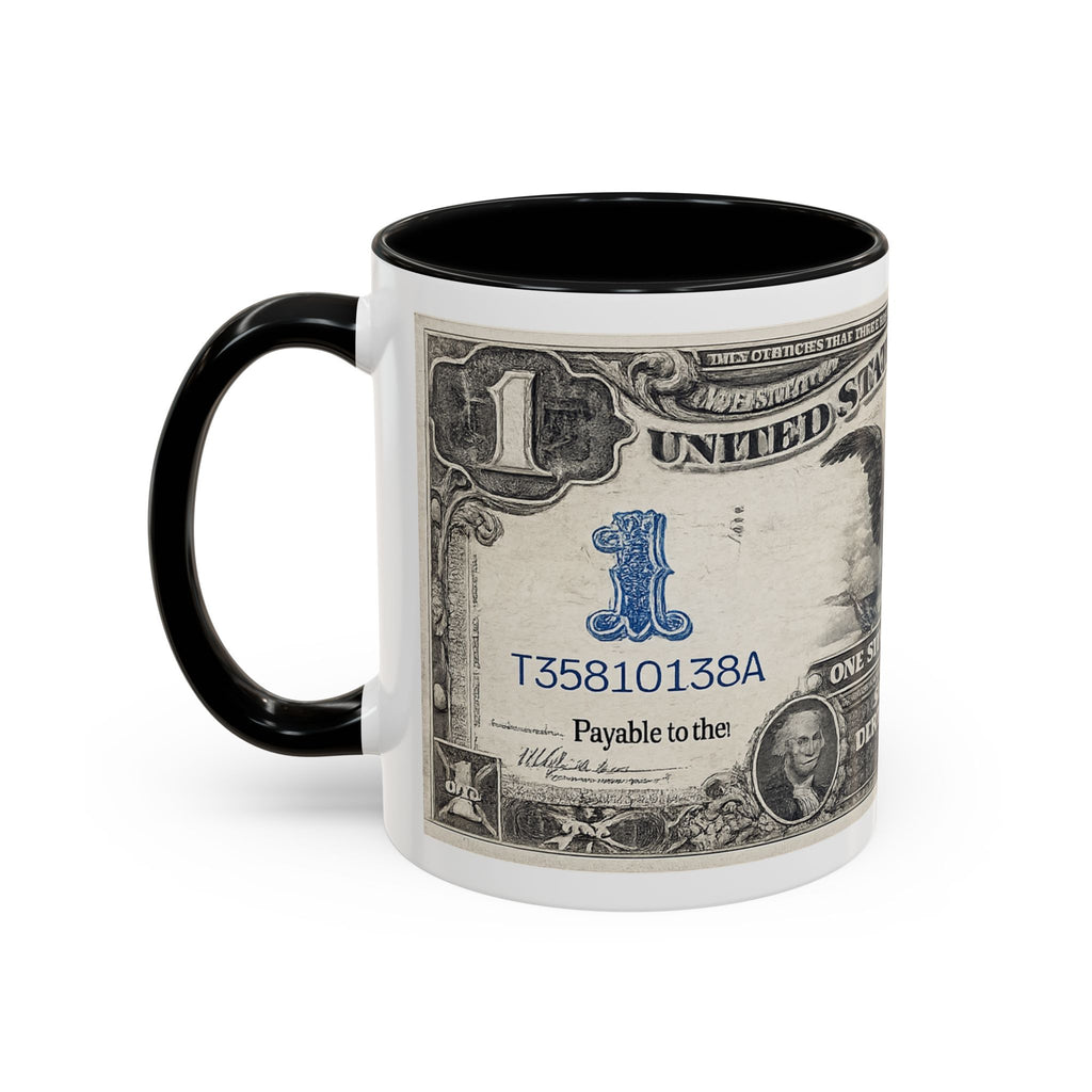 Dollar Bill Accent Coffee Mug — Vintage US Currency Design (11/15oz)