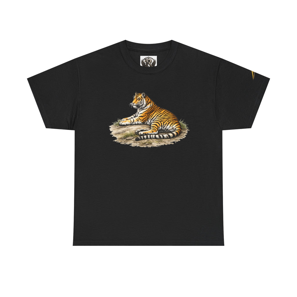 Tiger Graphic T-Shirt — Vintage Lying Tiger Illustration Tee