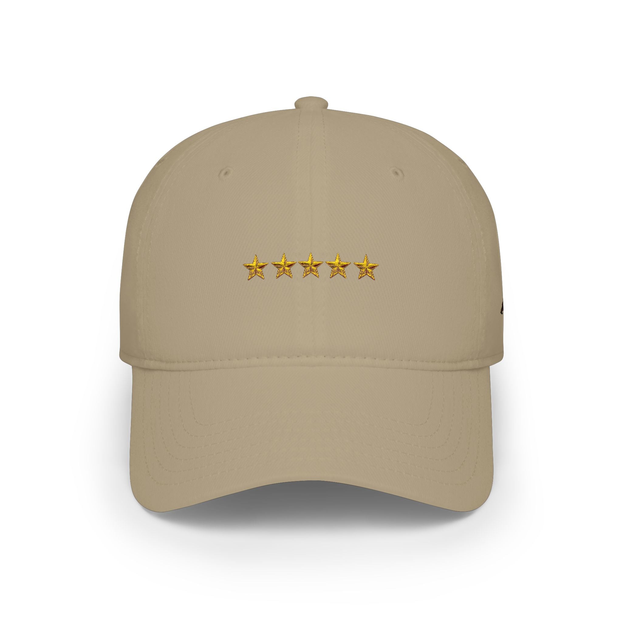 Red Low Profile Cap with Five Gold Stars Embroidery — Patriotic 5-Star Baseball Hat