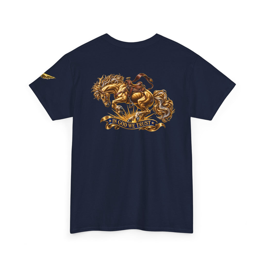 T-Shirt — Golden Horse "In God We Trust" Back Graphic