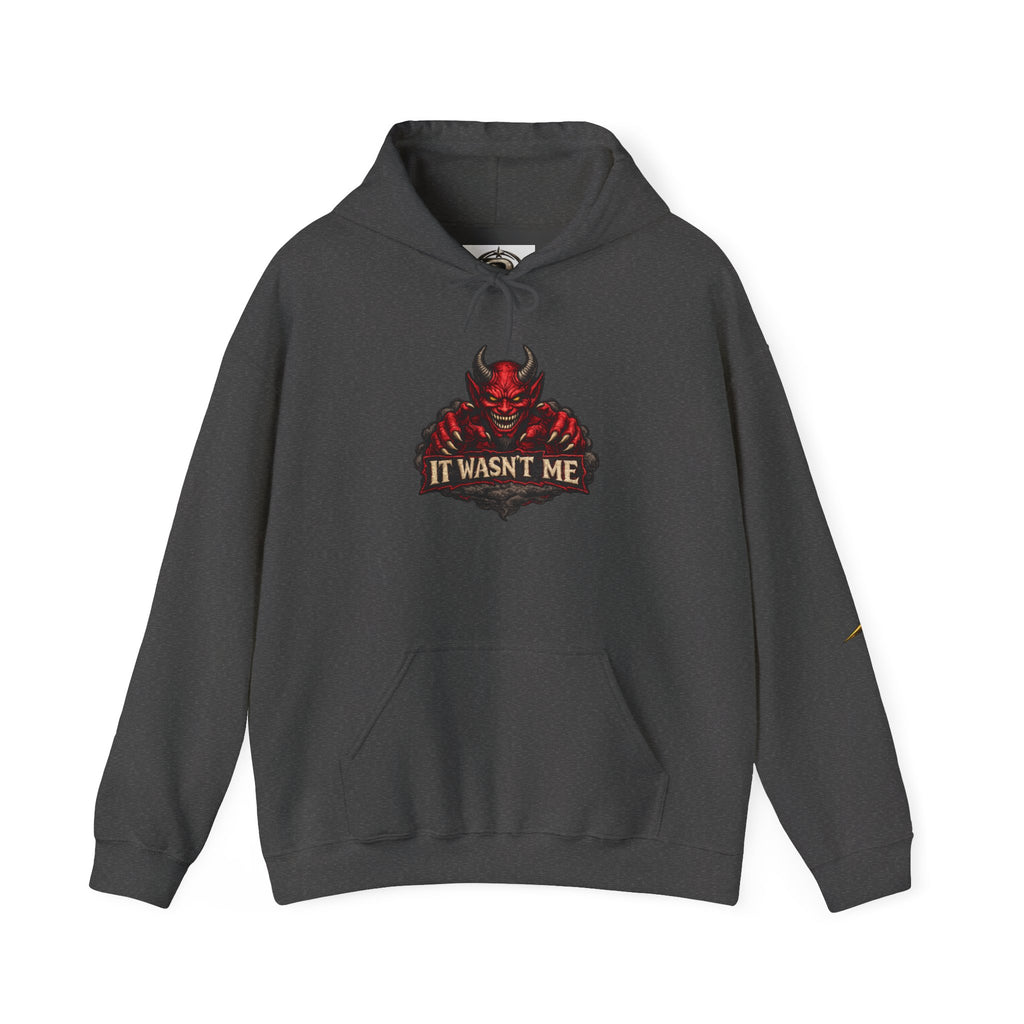 Devil Graphic Hoodie — "It Wasn't Me" Funny Devil Pullover
