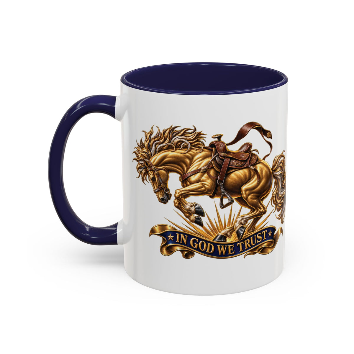 In God We Trust Golden Horse Accent Coffee Mug