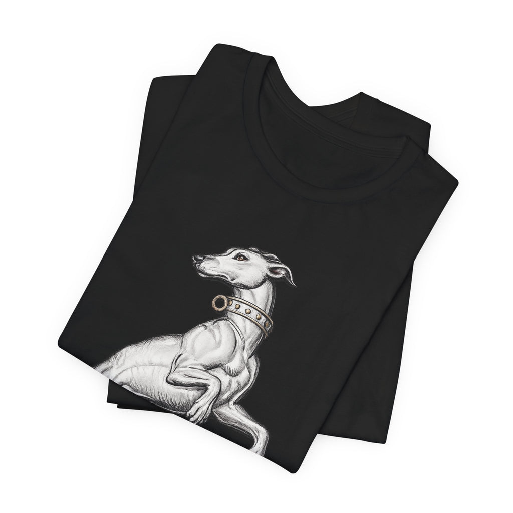 Greyhound Illustration T‑Shirt — Elegant Whippet Dog Art Tee