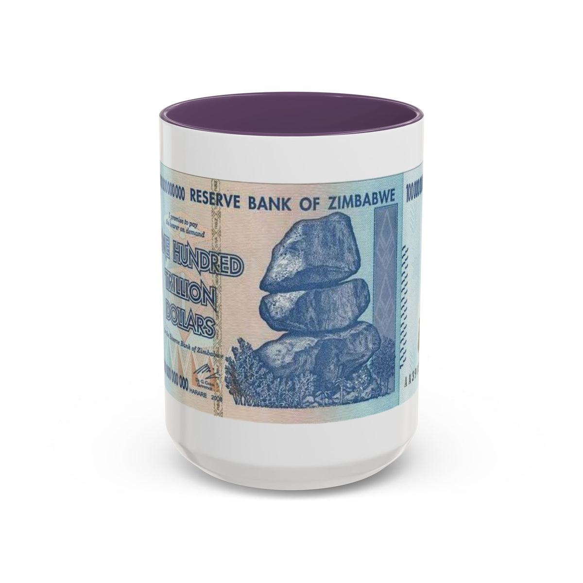 Zimbabwe Trillion Dollar Note Coffee Mug — Vintage Currency Accent Mug (11/15oz)
