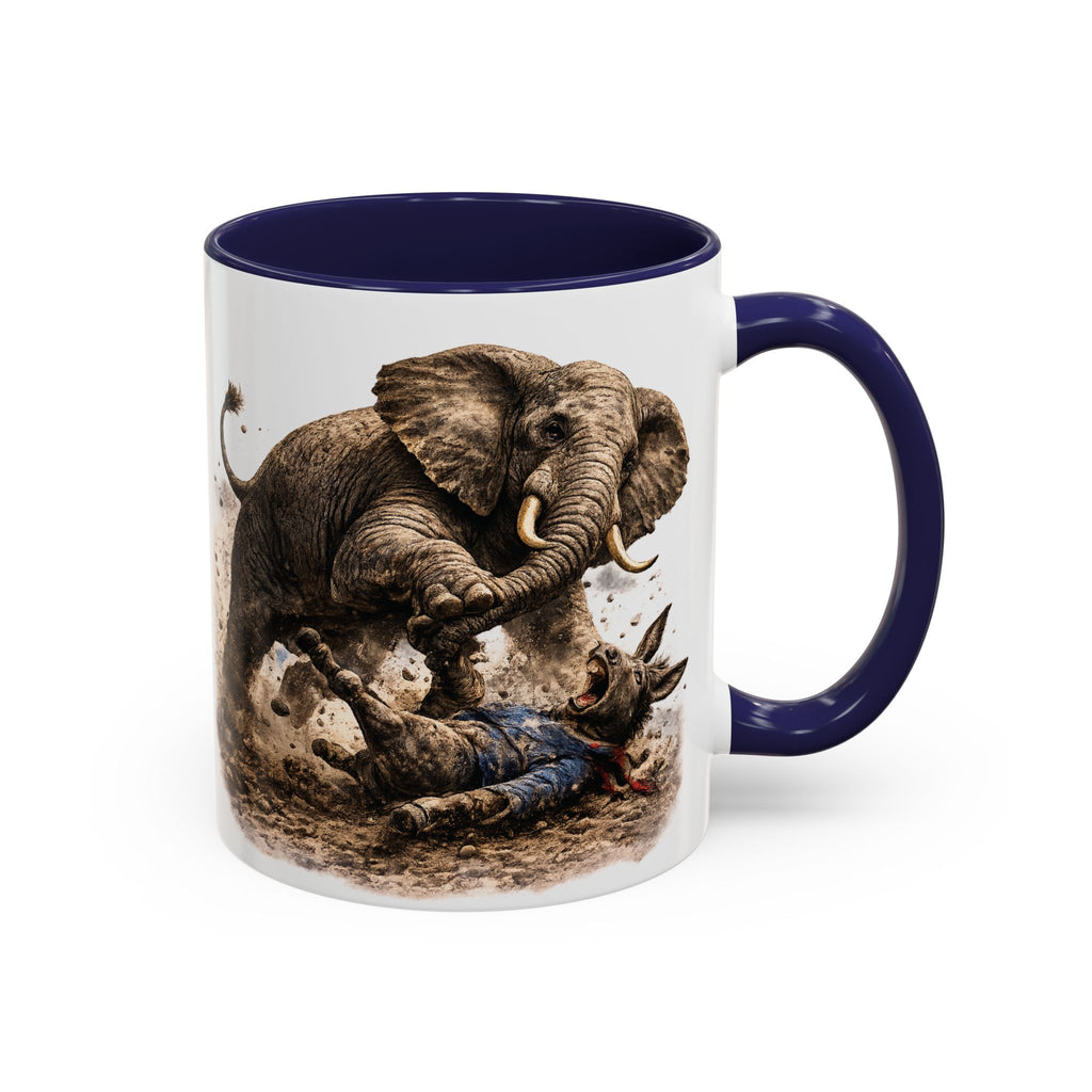 Elephant Charge Accent Coffee Mug — Dramatic Wildlife Illustration (11/15oz)