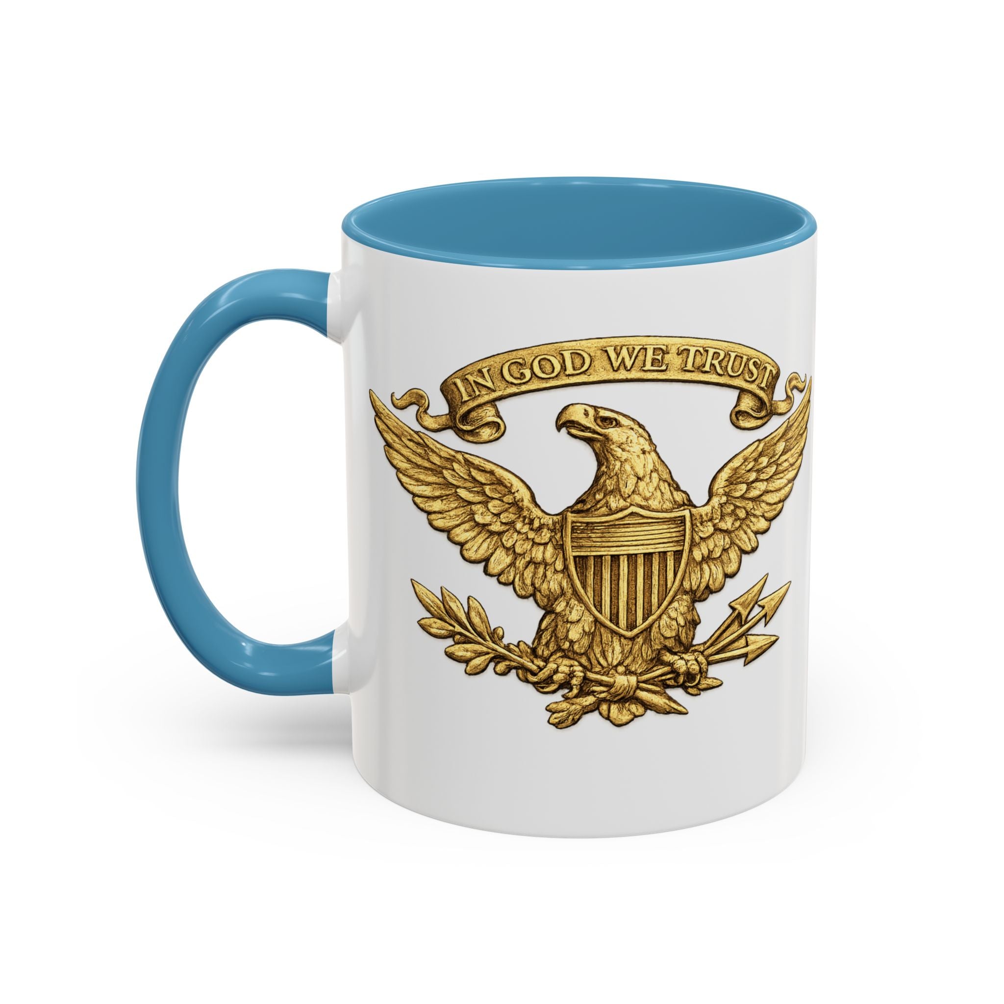 Gold Eagle 'In God We Trust' Accent Coffee Mug — Patriotic 11/15oz