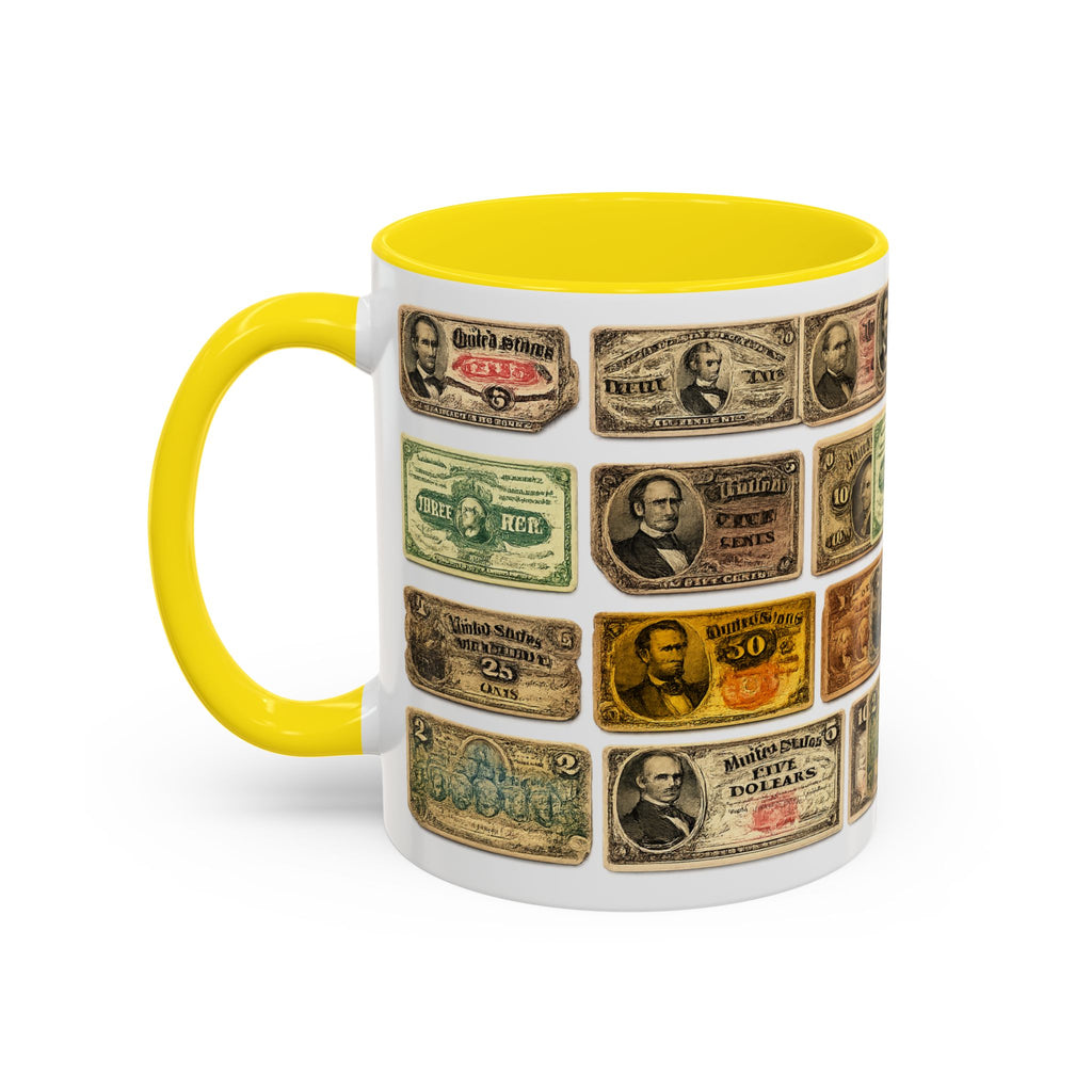 Vintage US Fractional Currency Coffee Mug – Retro Banknote Accent Mug (11/15 oz)