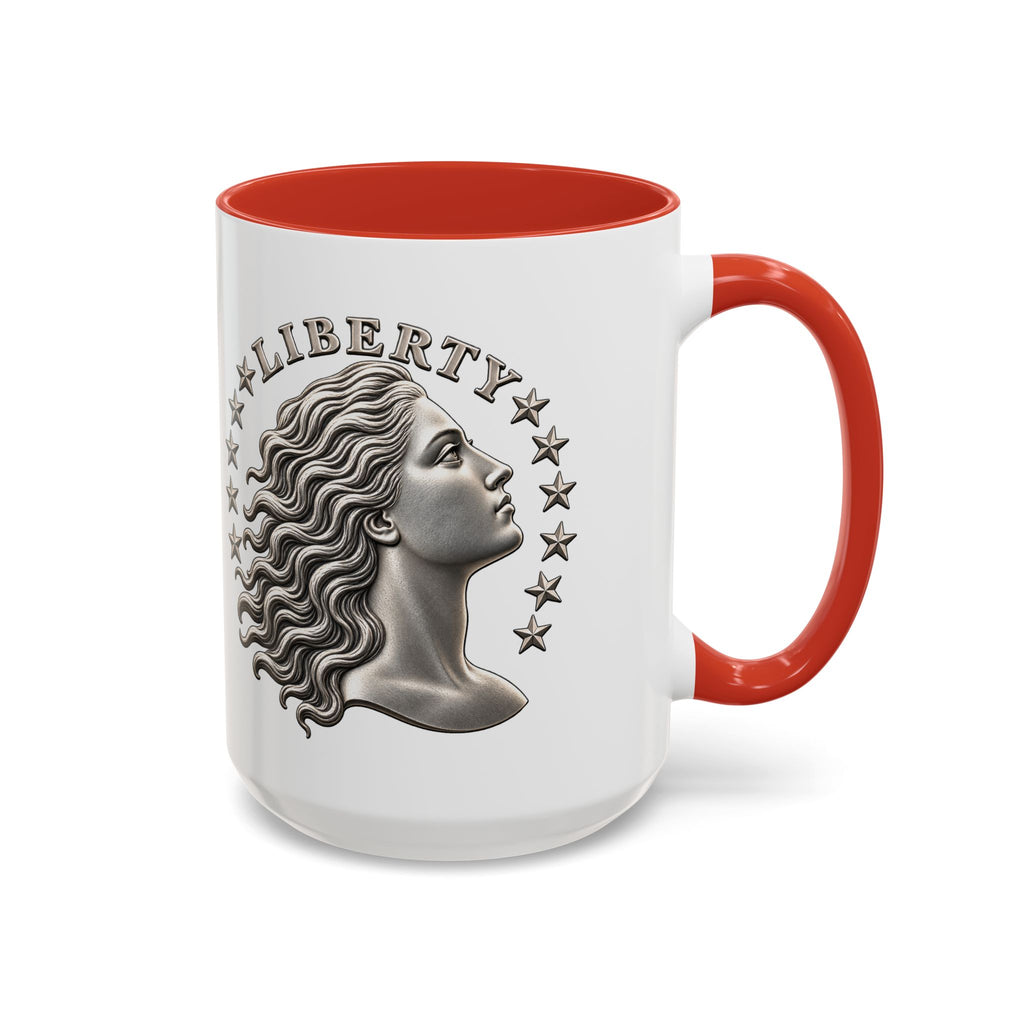 Liberty Coin Accent Coffee Mug — Vintage Lady Head Design (11/15 oz)