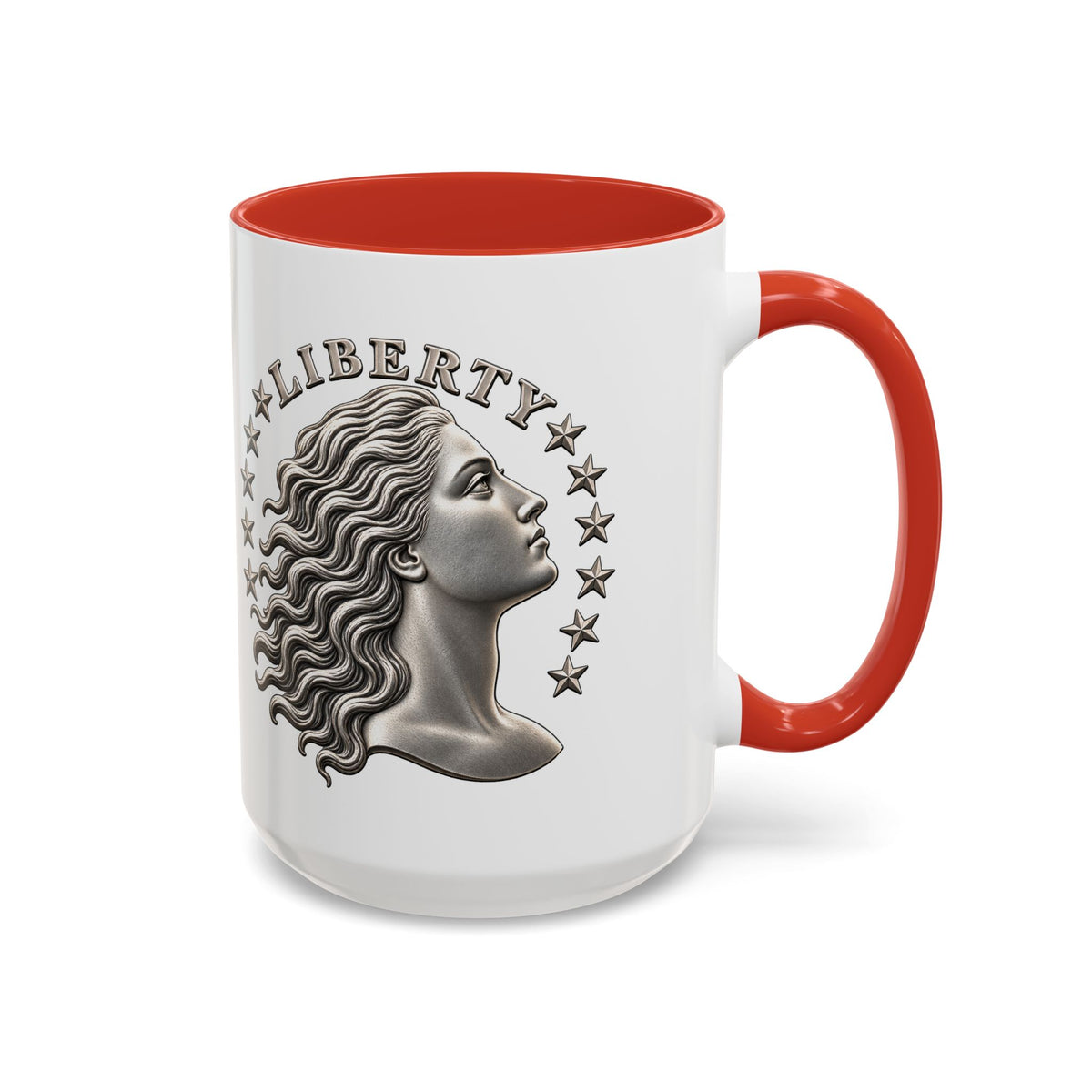 Liberty Coin Accent Coffee Mug — Vintage Lady Head Design (11/15 oz)