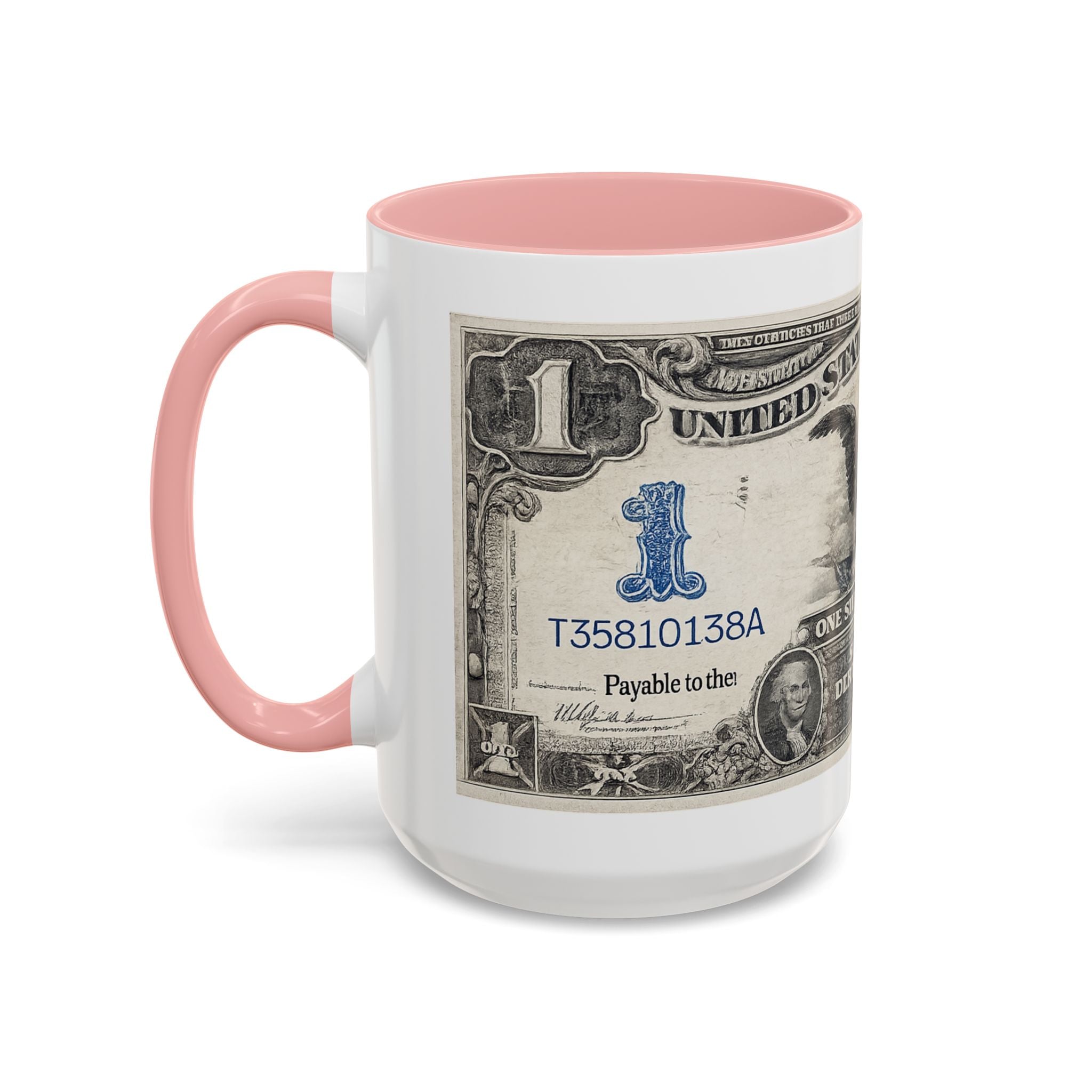 Dollar Bill Accent Coffee Mug — Vintage US Currency Design (11/15oz)