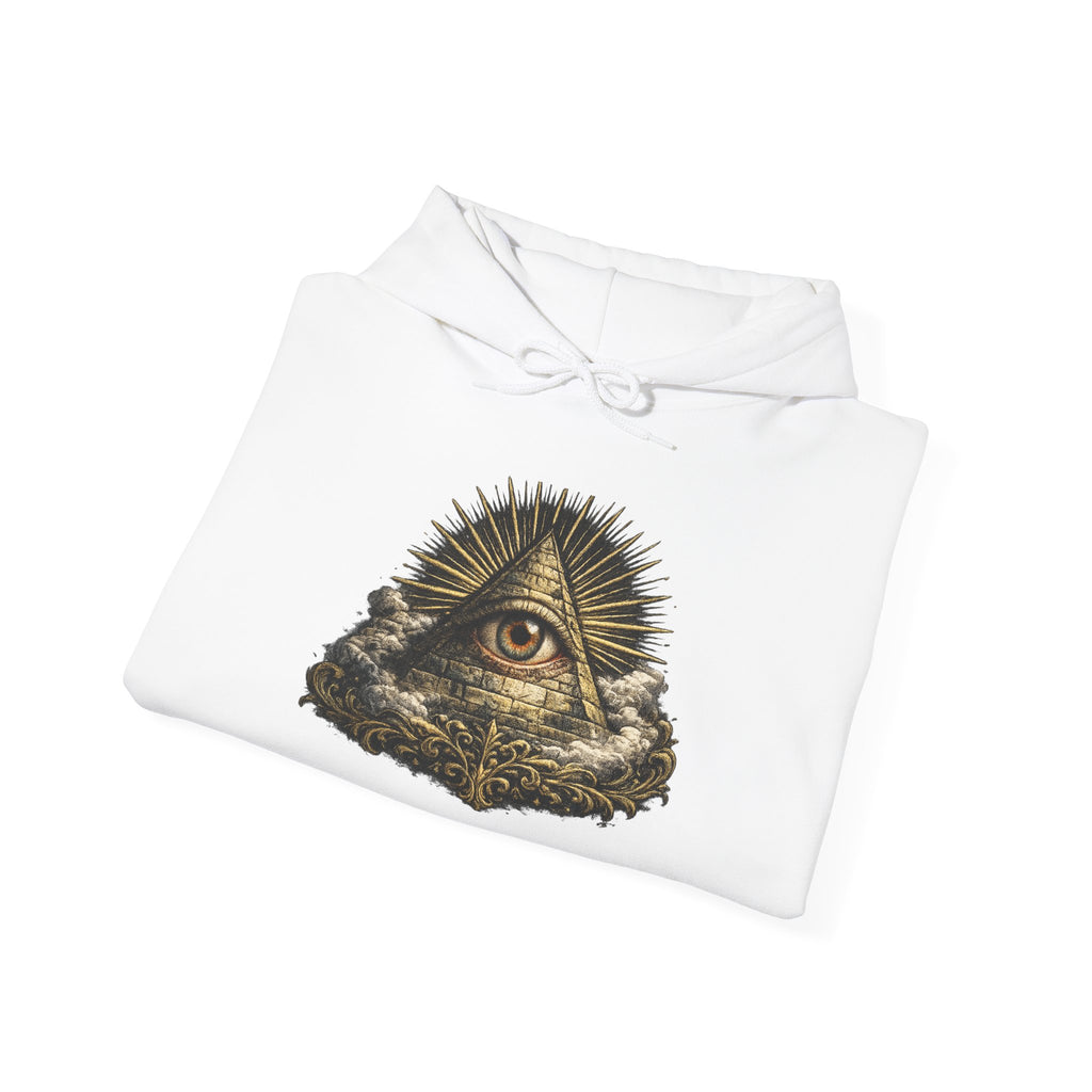 All-Seeing Eye Hoodie — Vintage Pyramid Symbol Graphic Sweatshirt