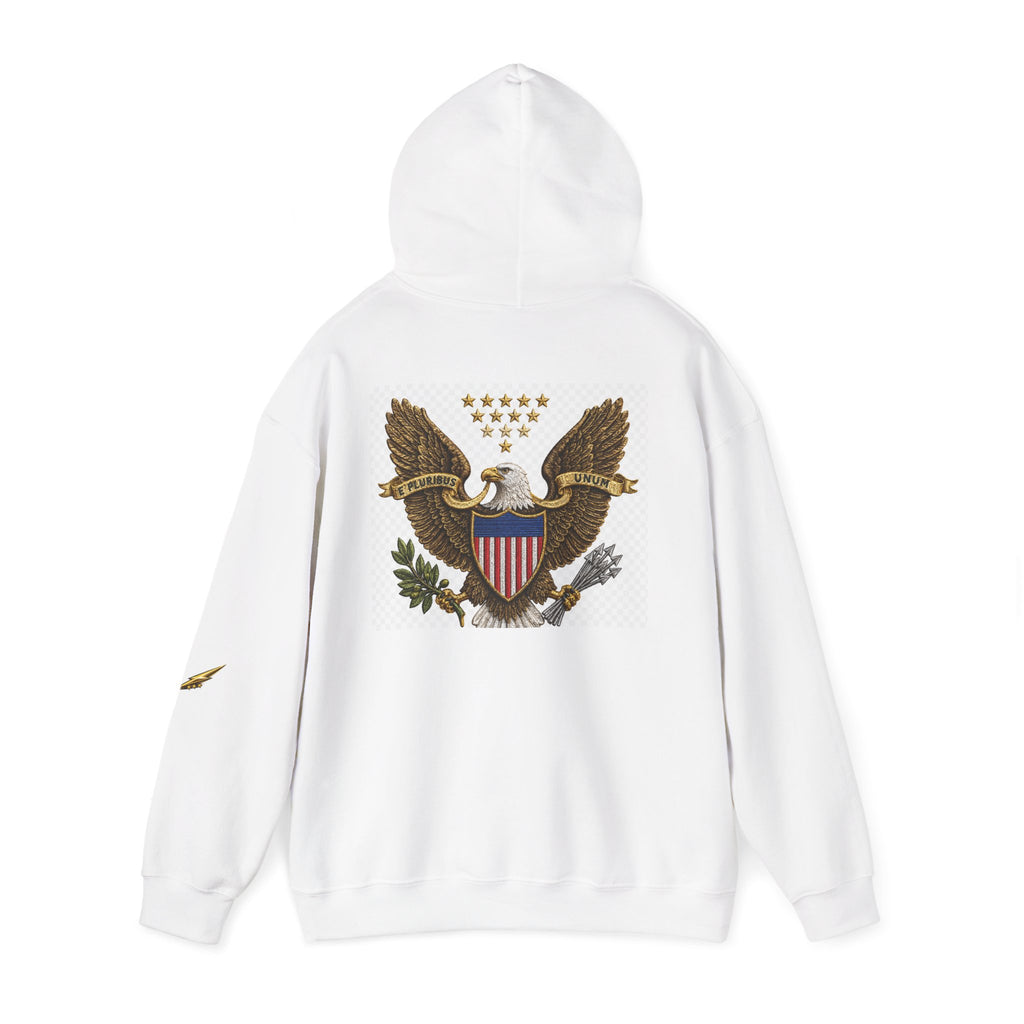 Eagle Emblem Hoodie — Vintage American Shield Graphic Hooded Sweatshirt