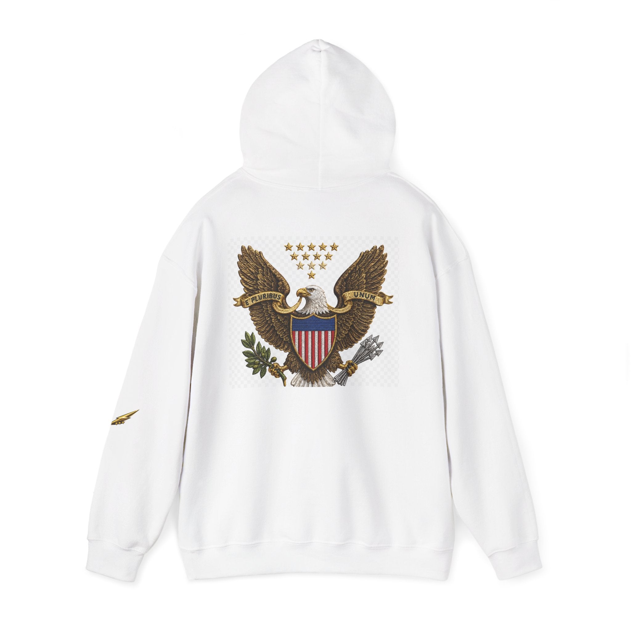 Eagle Emblem Hoodie — Vintage American Shield Graphic Hooded Sweatshirt