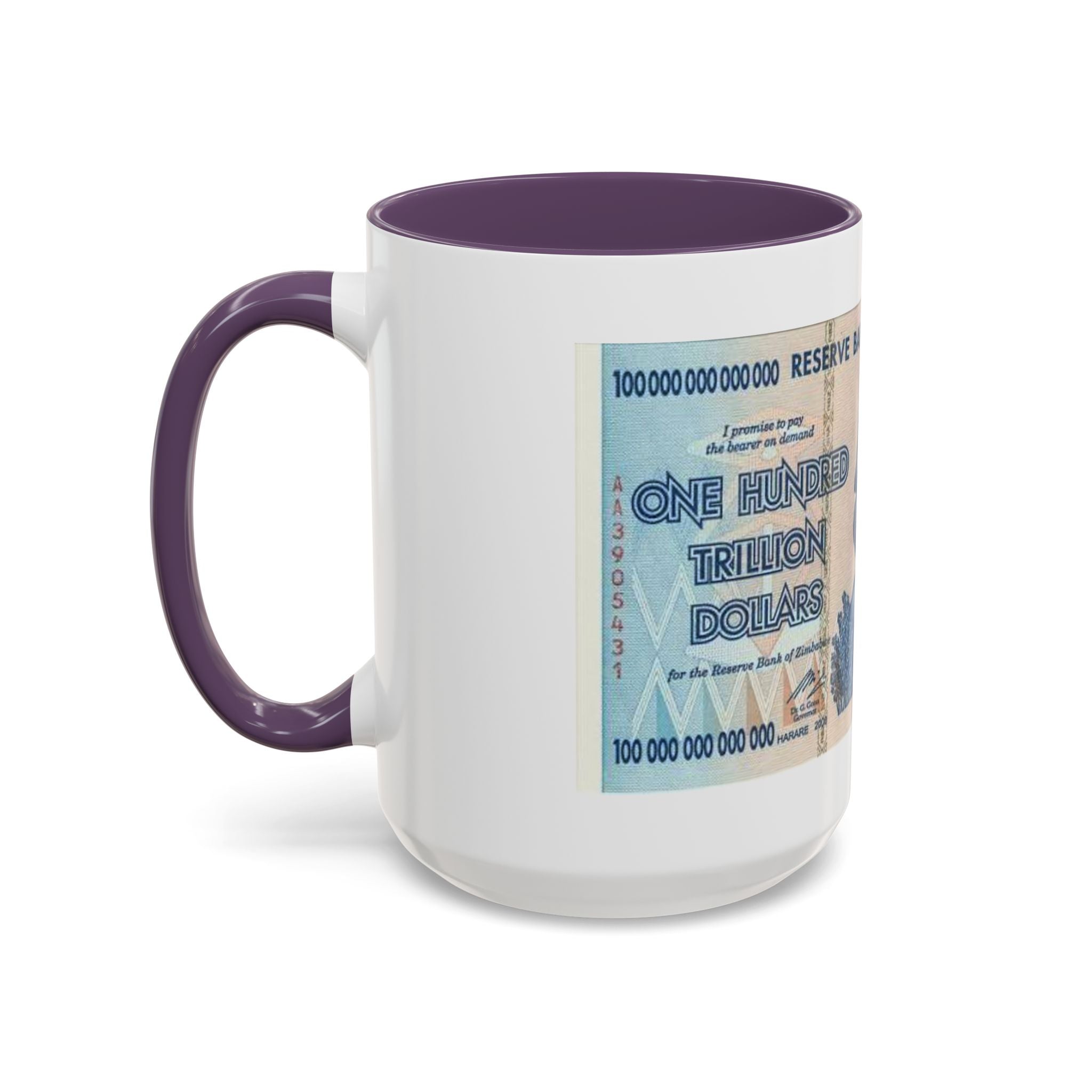 Zimbabwe Trillion Dollar Note Coffee Mug — Vintage Currency Accent Mug (11/15oz)