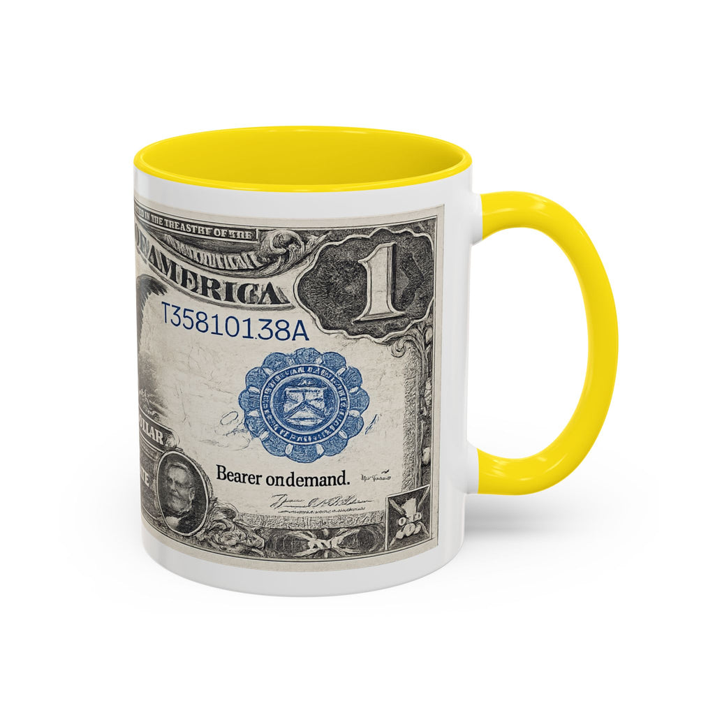 Dollar Bill Accent Coffee Mug — Vintage US Currency Design (11/15oz)