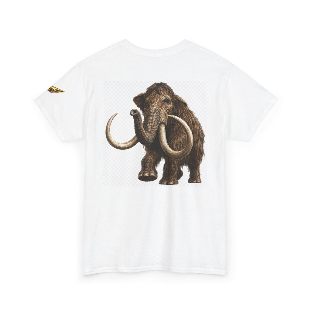 Mammoth Graphic Tee — Vintage Woolly Mammoth Illustration Back Print