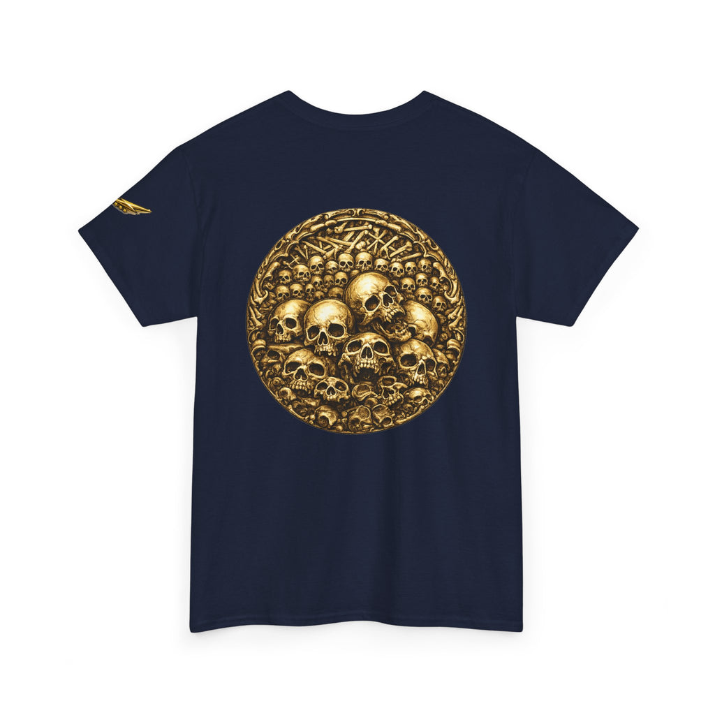 Skull Pile Graphic Tee — Vintage Gold Skull Circle Back Print