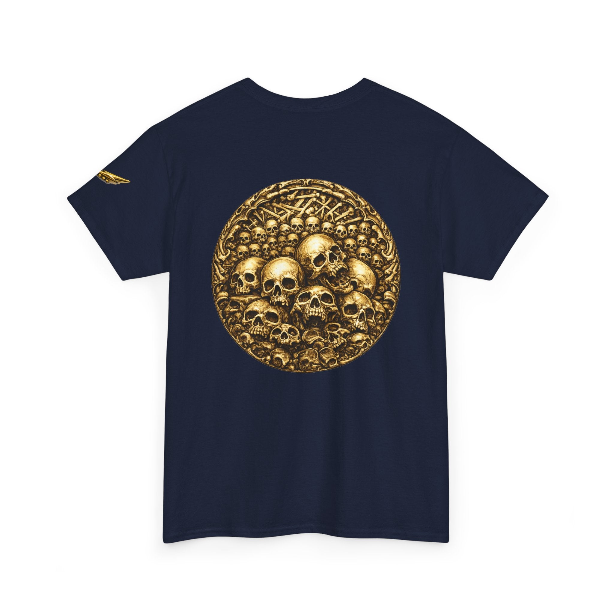 Skull Pile Graphic Tee — Vintage Gold Skull Circle Back Print