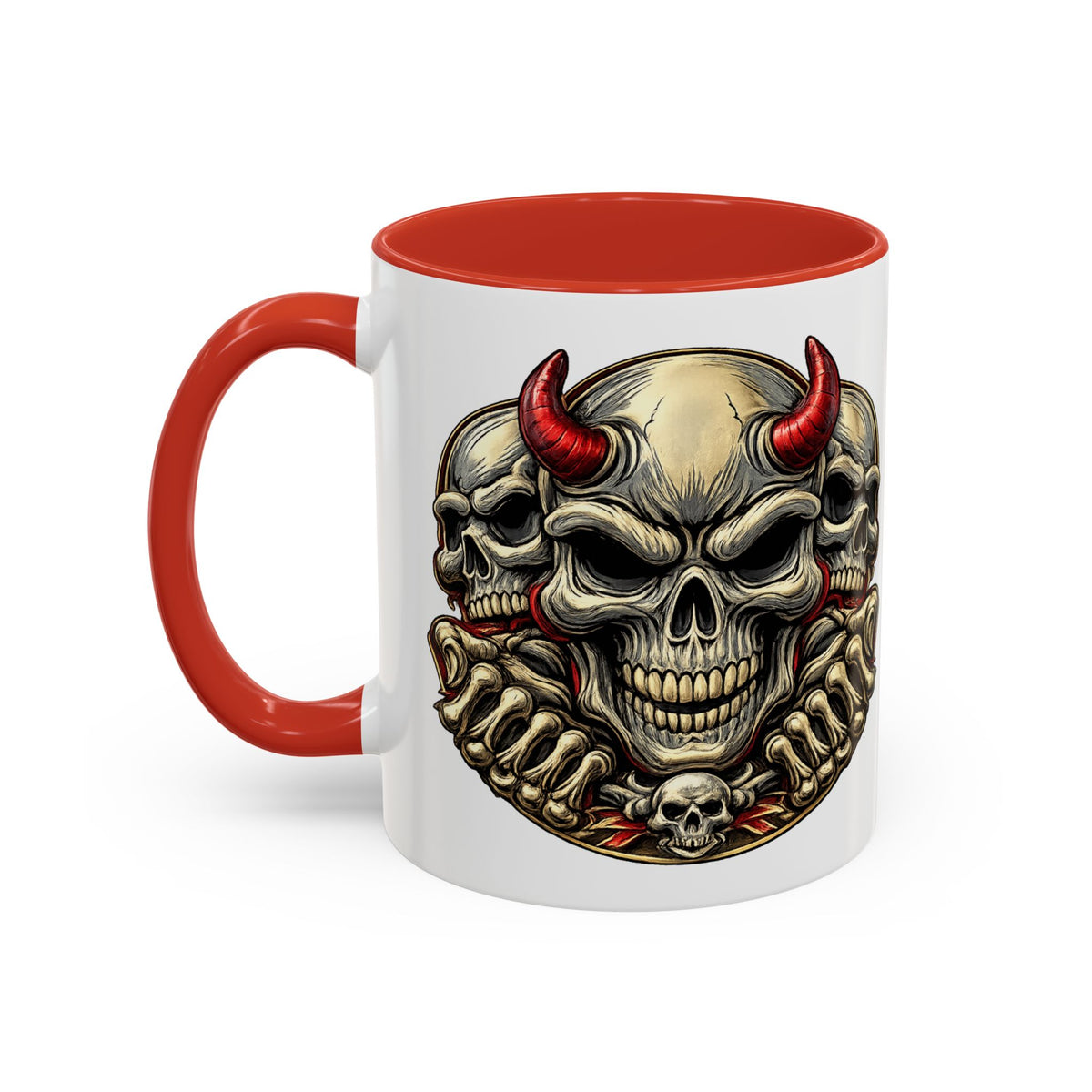 Devil Skull Accent Coffee Mug – Gothic Demon Skull Design (11/15 oz)