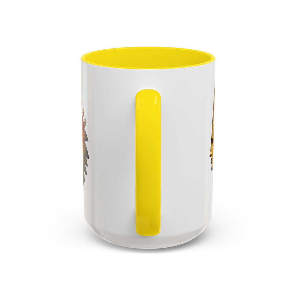 Golden Native Headdress Accent Coffee Mug – Vintage Indian Chief Design (11/15oz)