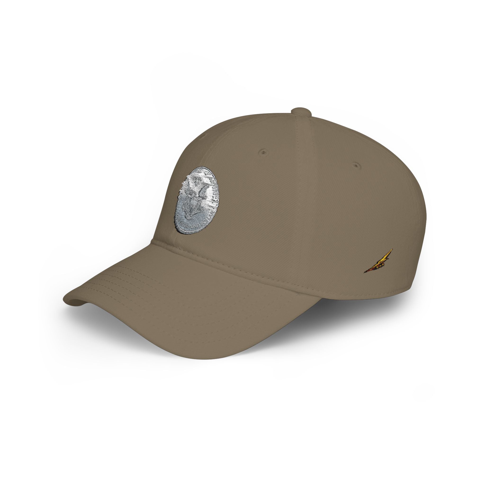Low Profile Baseball Cap with Silver Coin Patch — Vintage Coin Dad Hat, Casual Streetwear Cap