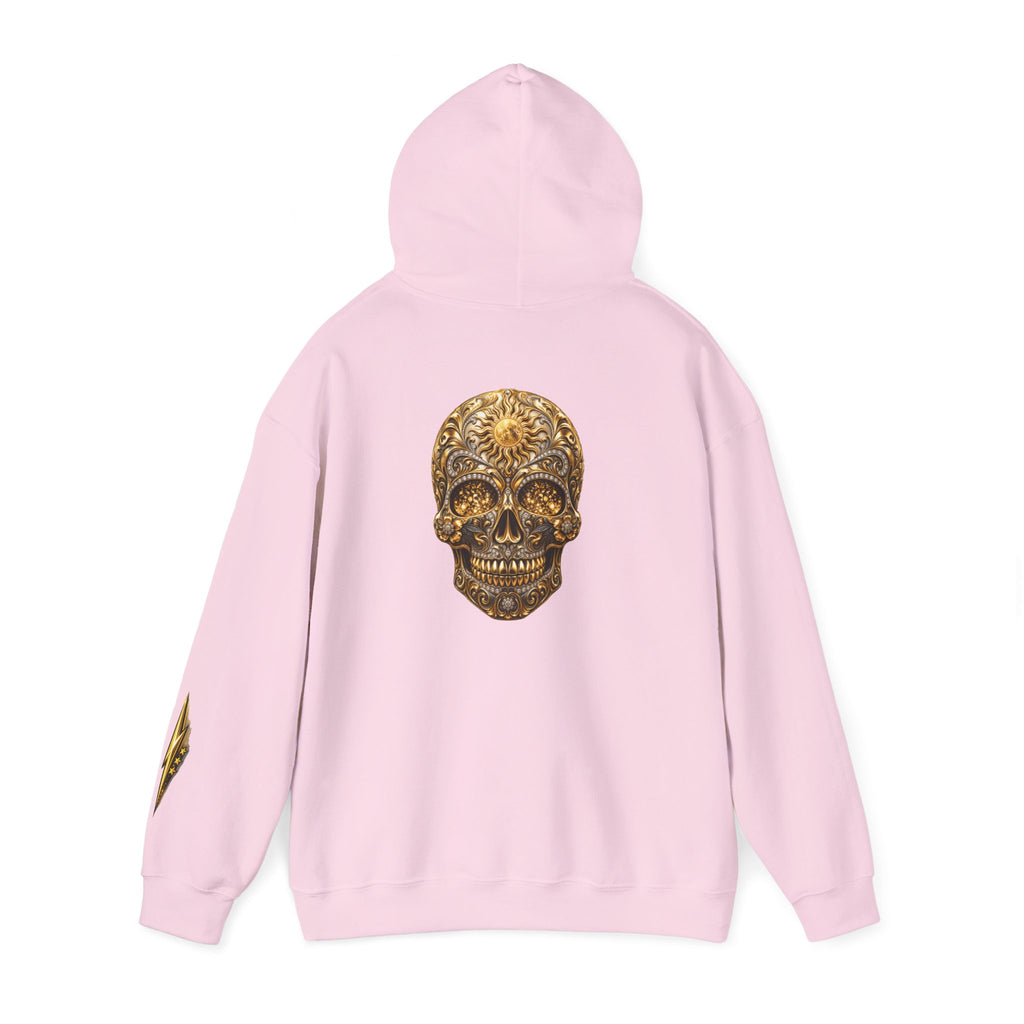 Gold Ornamental Skull Hoodie — Day of the Dead Sugar Skull Pullover