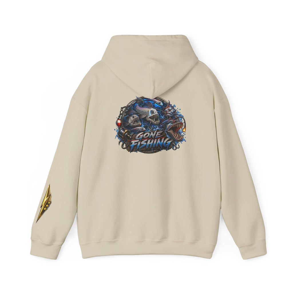 Fishing Skull Hoodie — "Gone Fishing" Graphic Pullover for Anglers