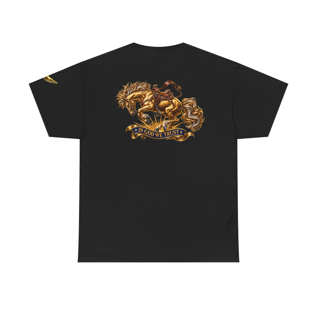 T-Shirt — Golden Horse "In God We Trust" Back Graphic