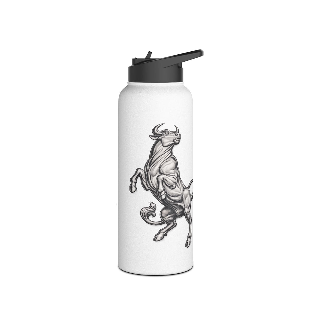 Stainless Steel Water Bottle — Vintage Bull Illustration, Durable Insulated Bottle