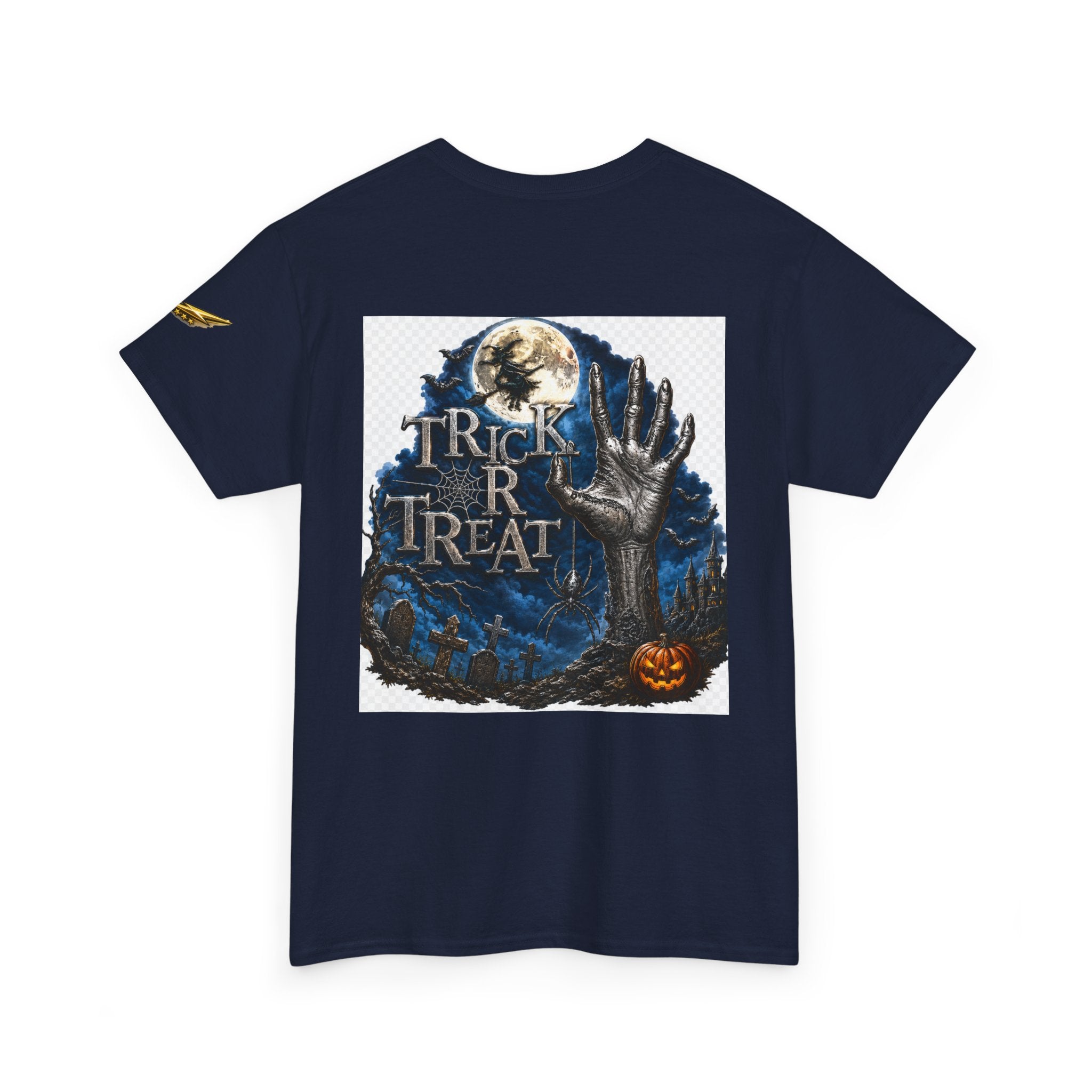 Trick R Treat Halloween Tee — Spooky Graveyard Moon Graphic T-Shirt