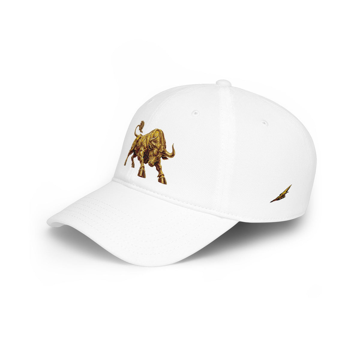 Gold Bull Embroidered Baseball Cap — Red Low Profile Hat for Stock Traders & Bold Streetwear