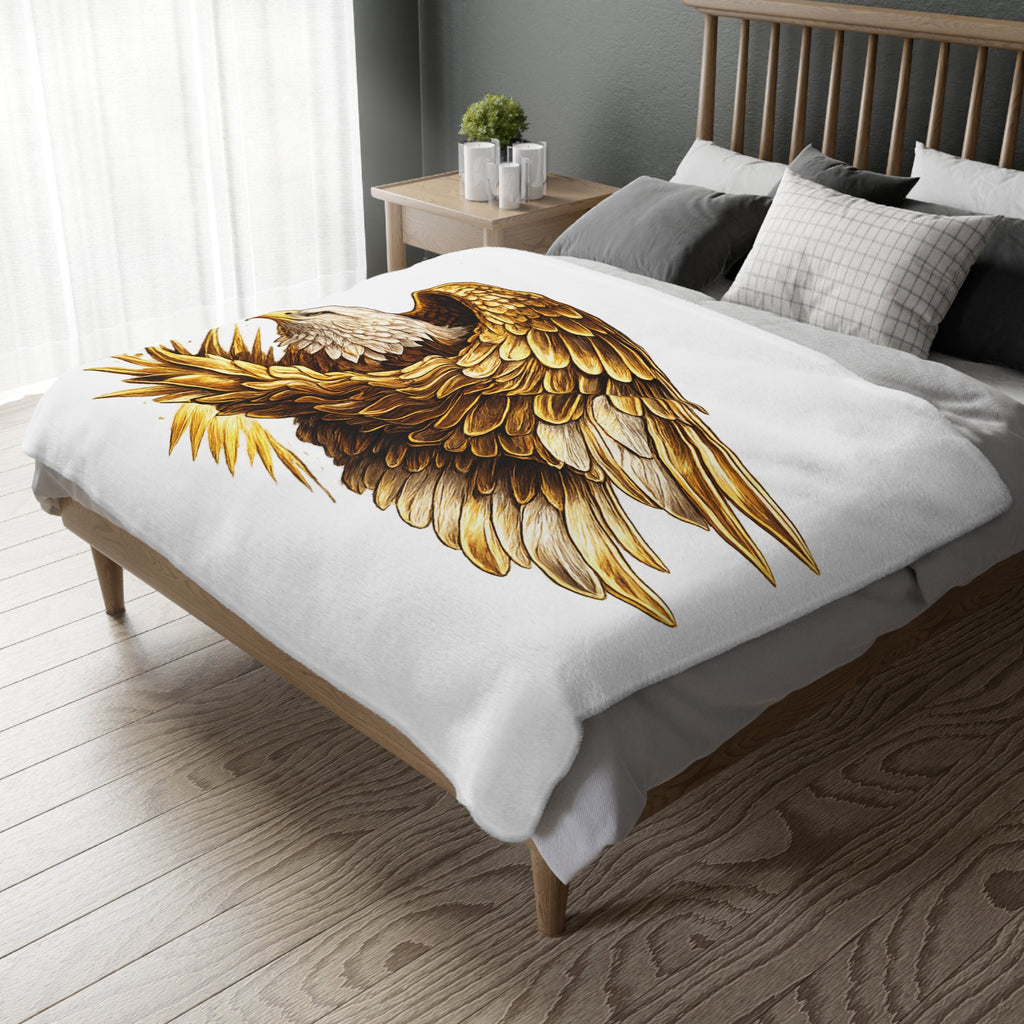 Golden Eagle Velveteen Throw Blanket — "Relentless" Two-Sided Microfiber