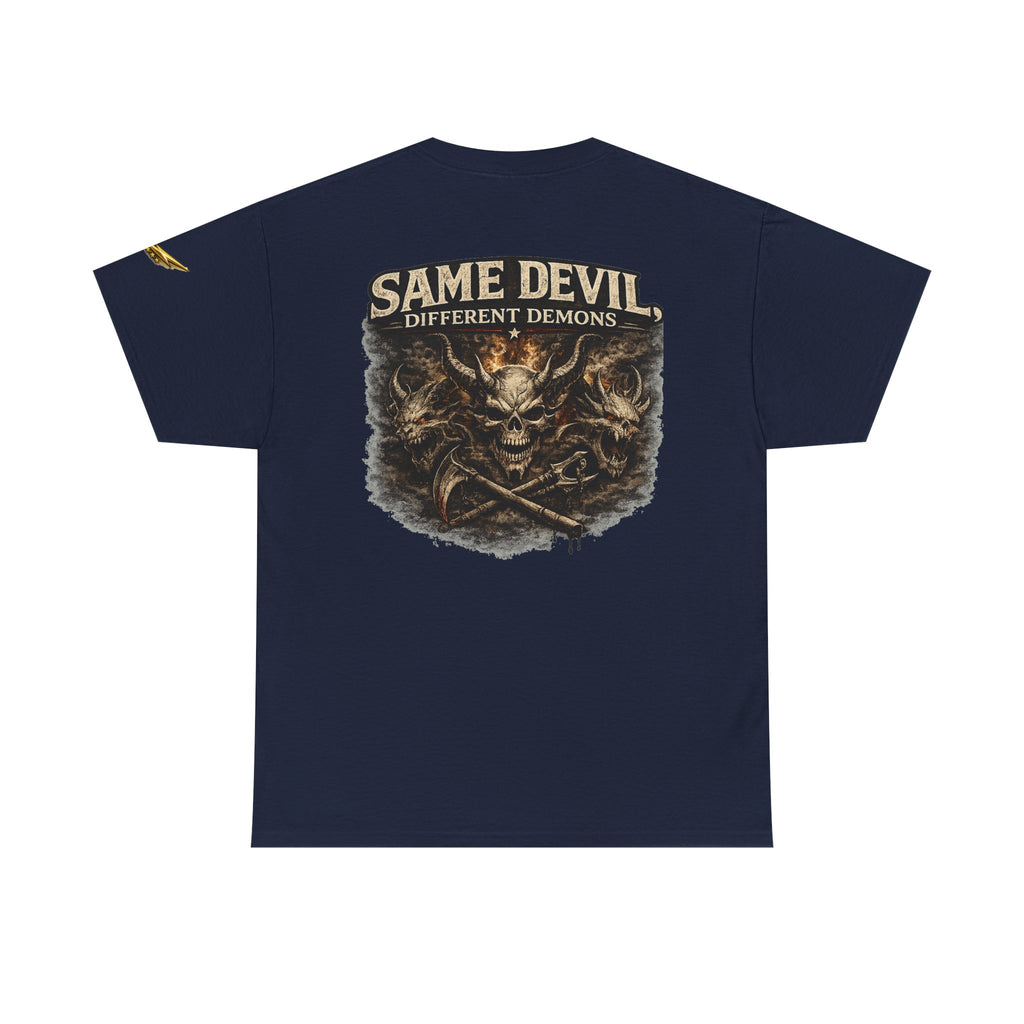 Same Devil Graphic Tee — "Same Devil Different Demons" Skull Back Print