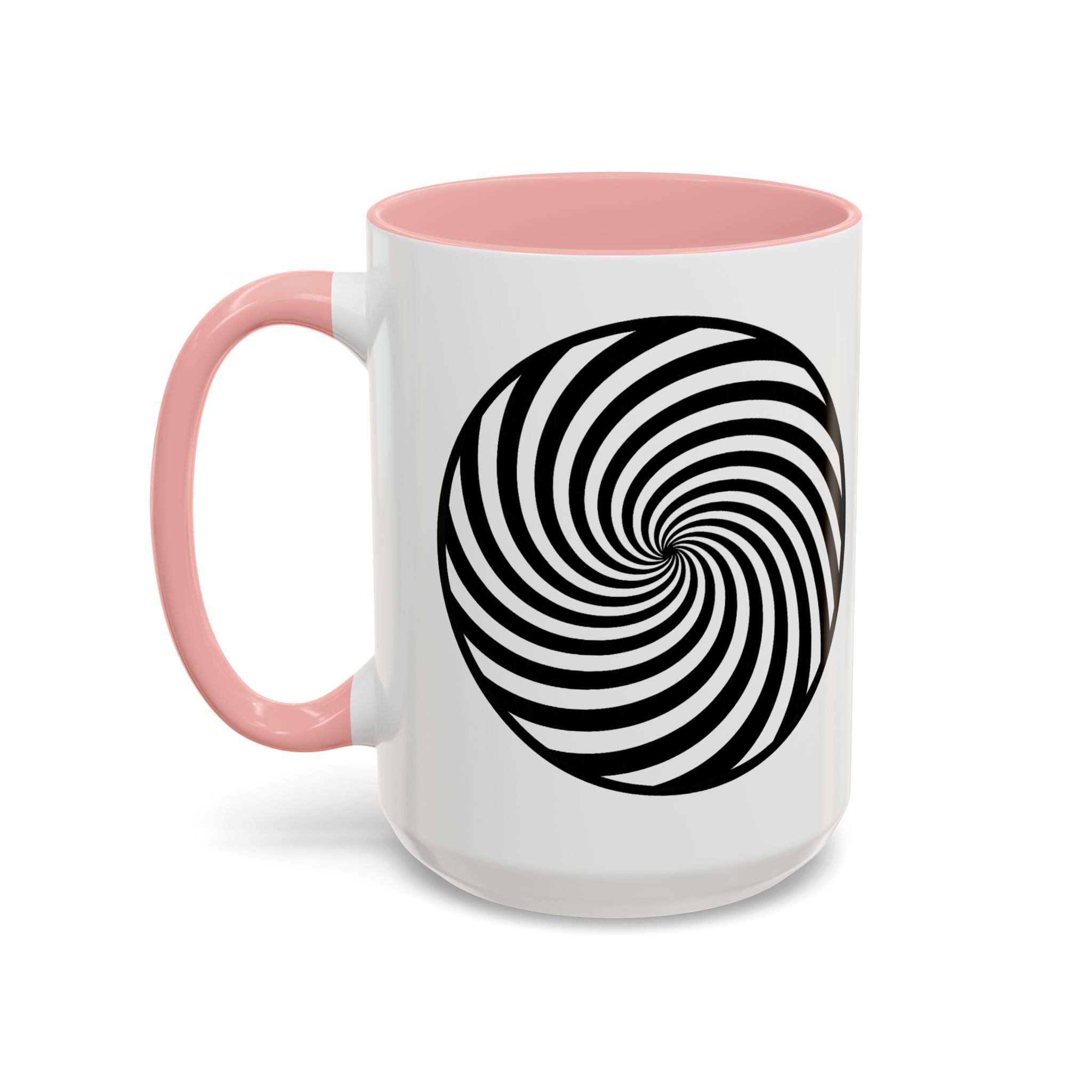 Hypnotic Swirl Accent Mug — Black & White Spiral Coffee Cup (11/15oz)