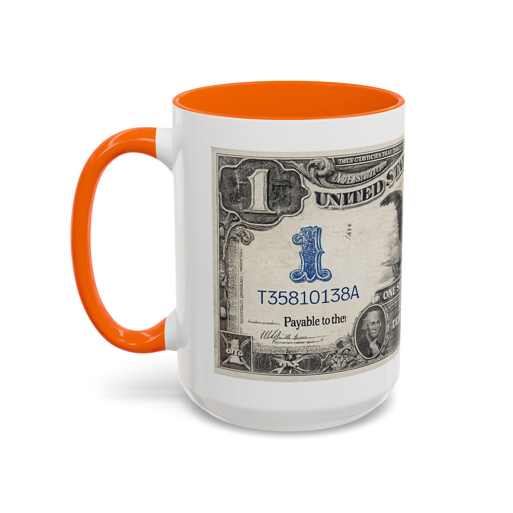 Dollar Bill Accent Coffee Mug — Vintage US Currency Design (11/15oz)