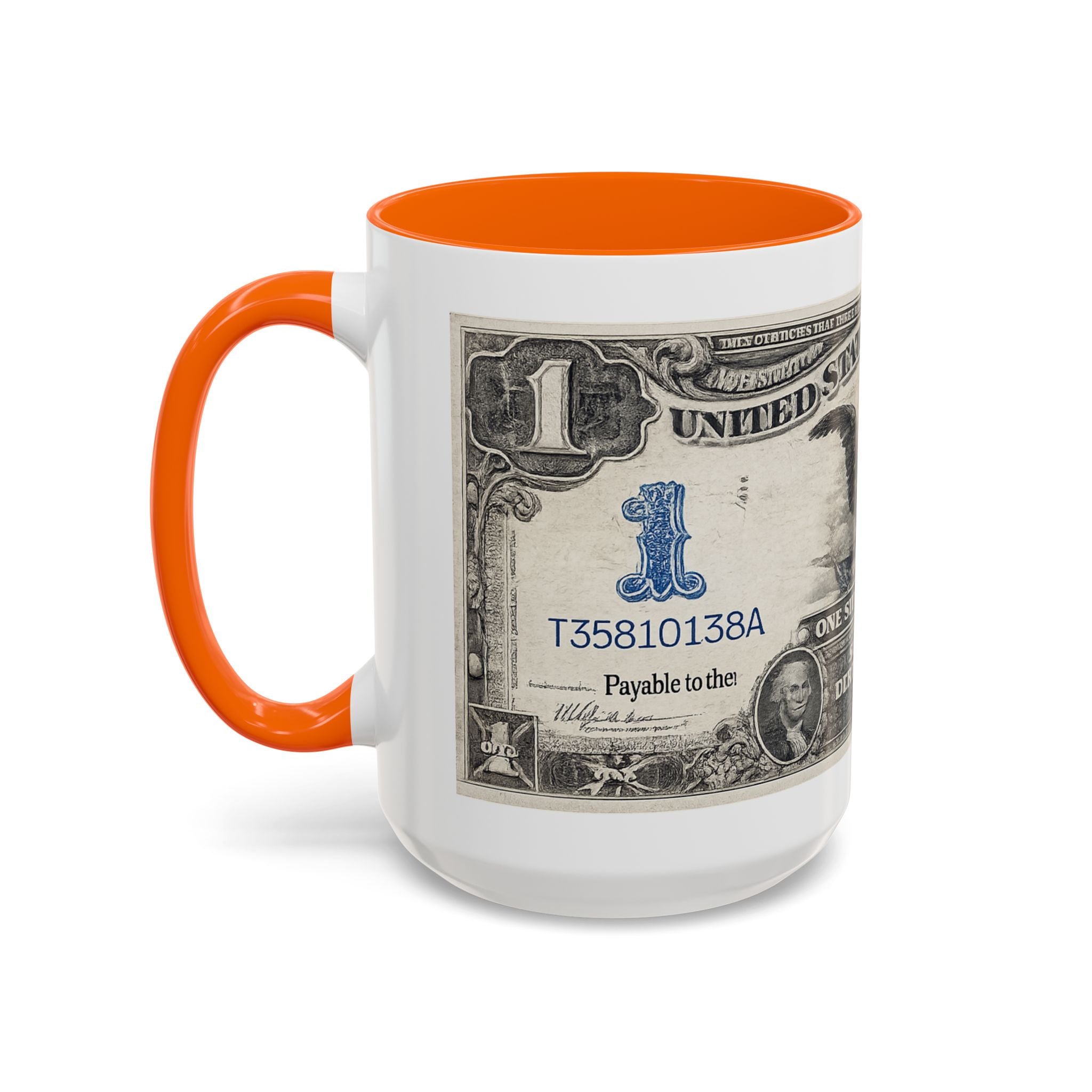 Dollar Bill Accent Coffee Mug — Vintage US Currency Design (11/15oz)