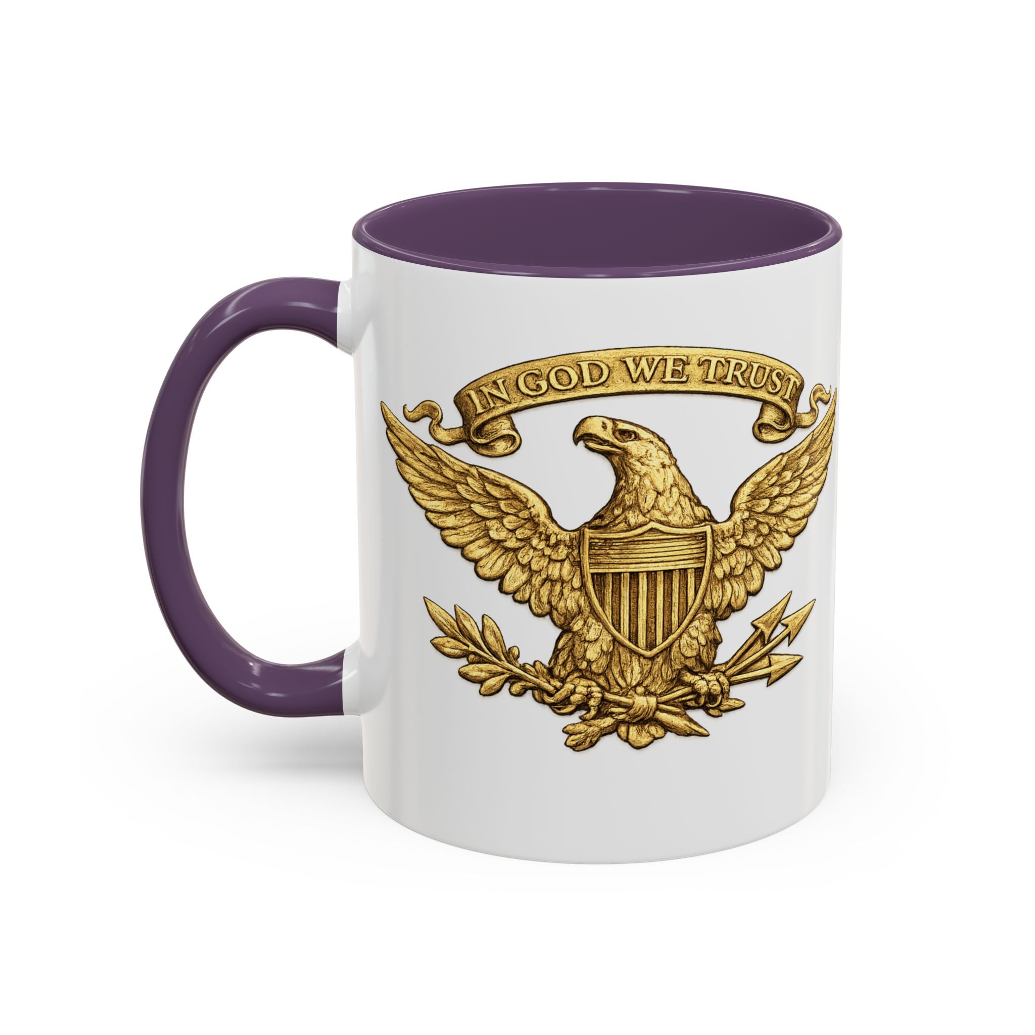 Gold Eagle 'In God We Trust' Accent Coffee Mug — Patriotic 11/15oz