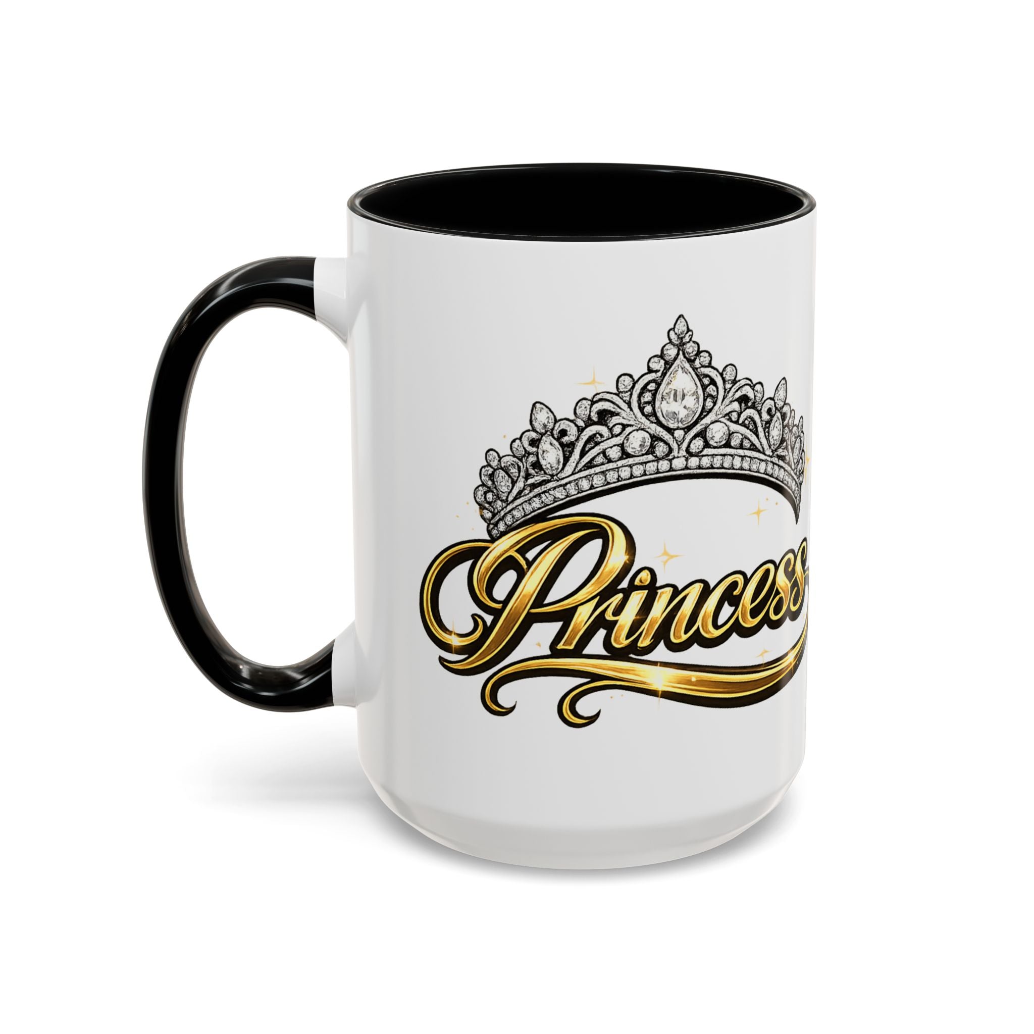 Princess Crown Accent Coffee Mug — Gold Script 11/15oz