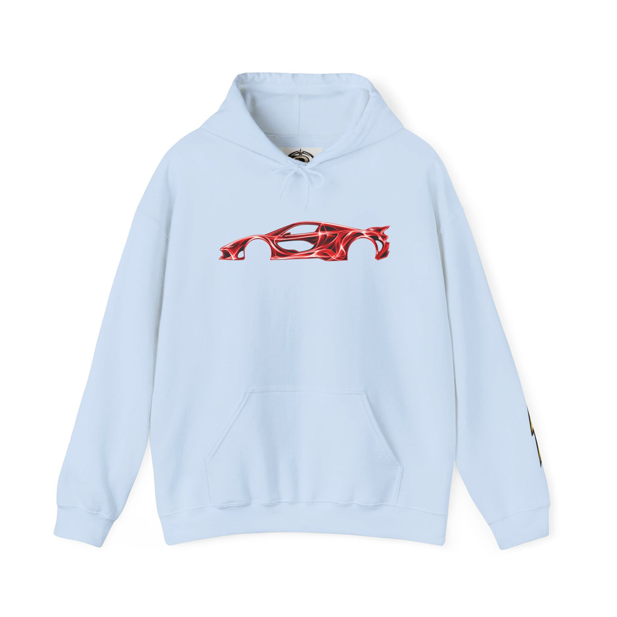 Car Silhouette Hoodie – Red Flame Sports Car Graphic