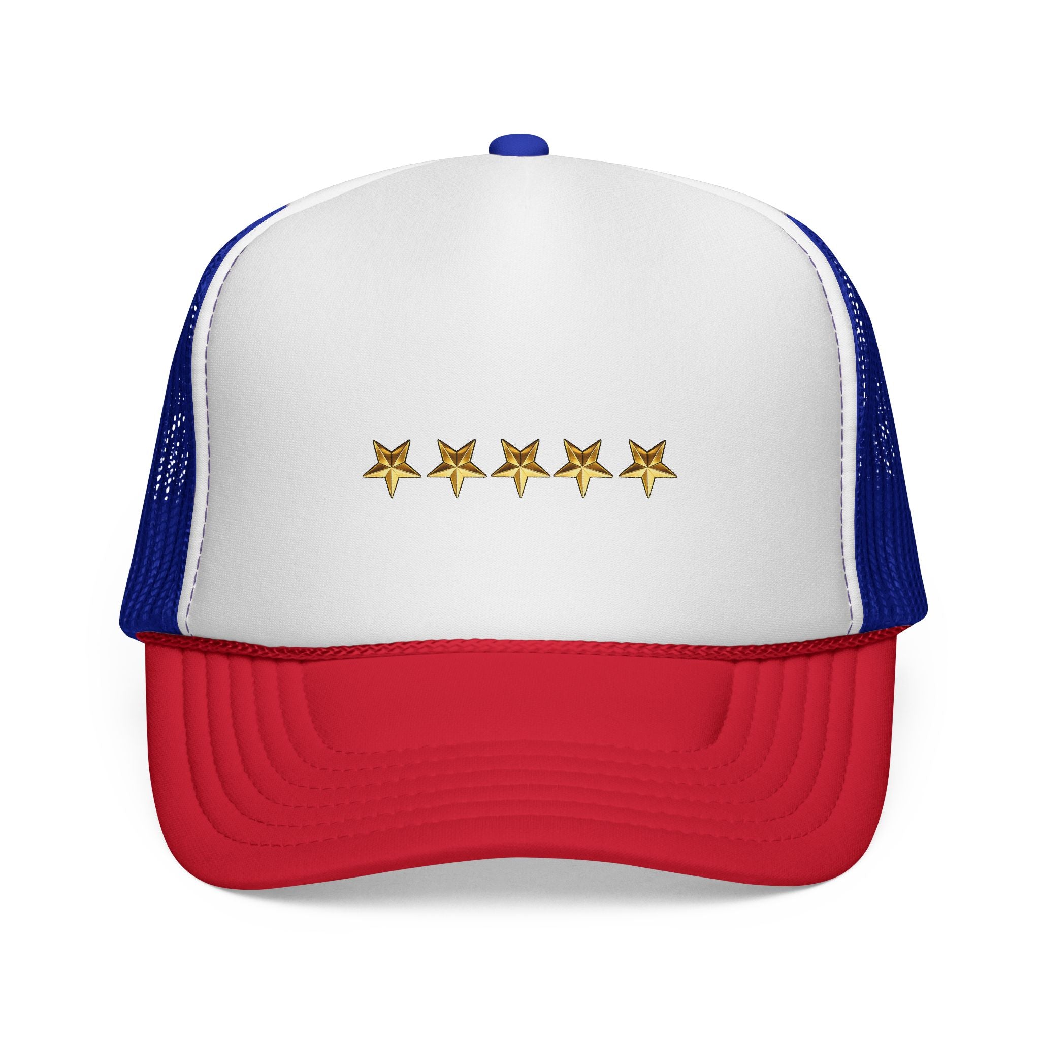 Five Gold Stars Trucker Cap — Embroidered Rating Hat
