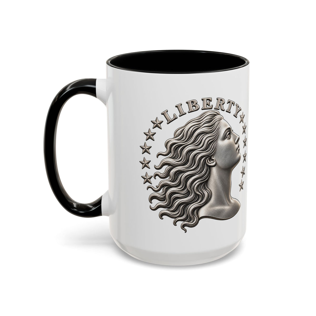 Liberty Coin Accent Coffee Mug — Vintage Lady Head Design (11/15 oz)