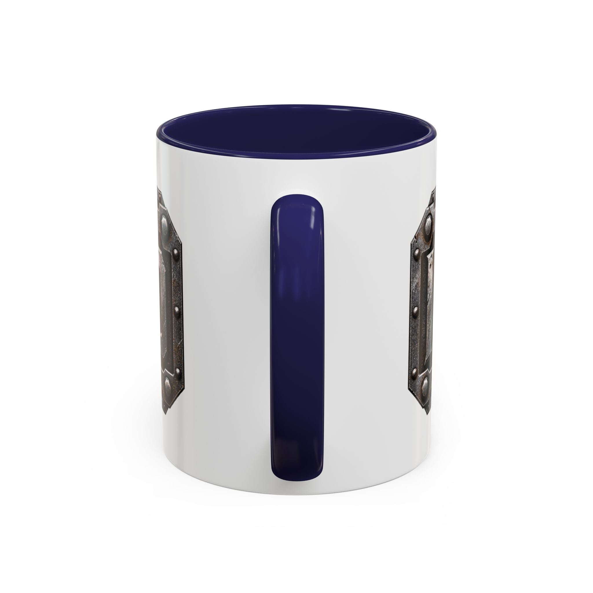 Metal Shield Coffee Mug — 'Iron Clad' Rustic Industrial Accent Mug