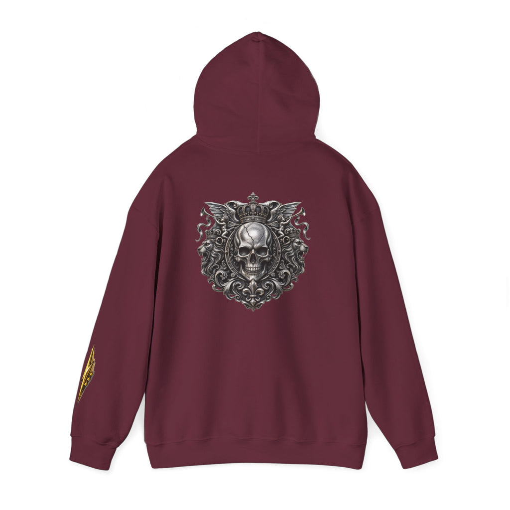 Skull Crest Hoodie – Gothic Ornate Skull Back Graphic Sweatshirt