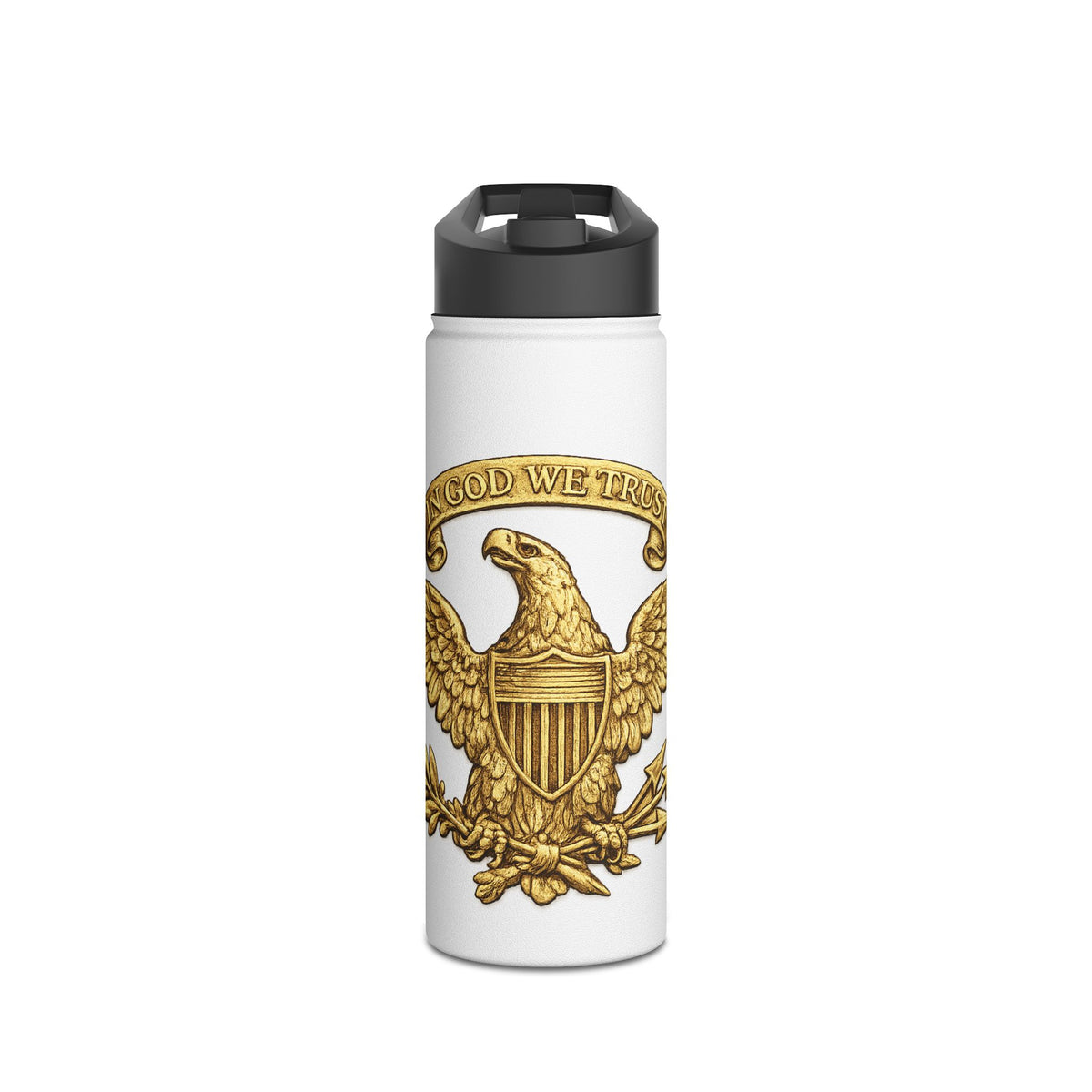 Patriotic Eagle Stainless Steel Water Bottle — "In God We Trust" Design