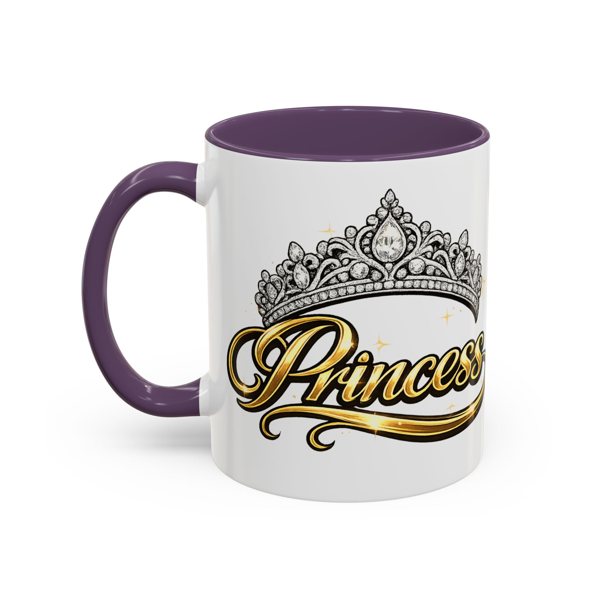 Princess Crown Accent Coffee Mug — Gold Script 11/15oz