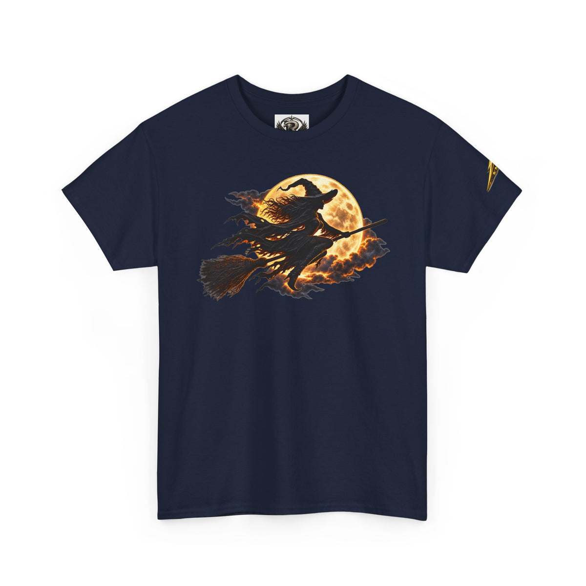 Witch Flight T‑Shirt — Vintage Moon & Broomstick Halloween Tee
