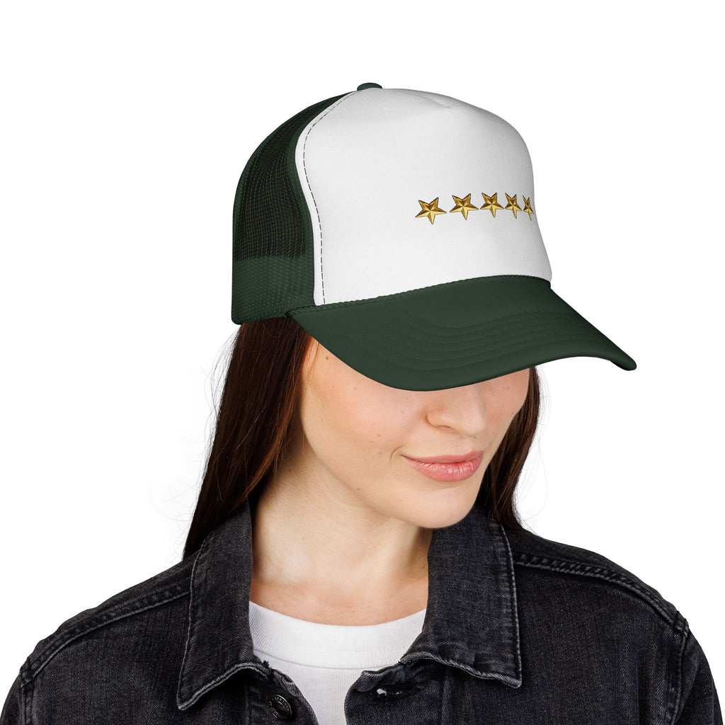 Five Gold Stars Trucker Cap — Embroidered Rating Hat