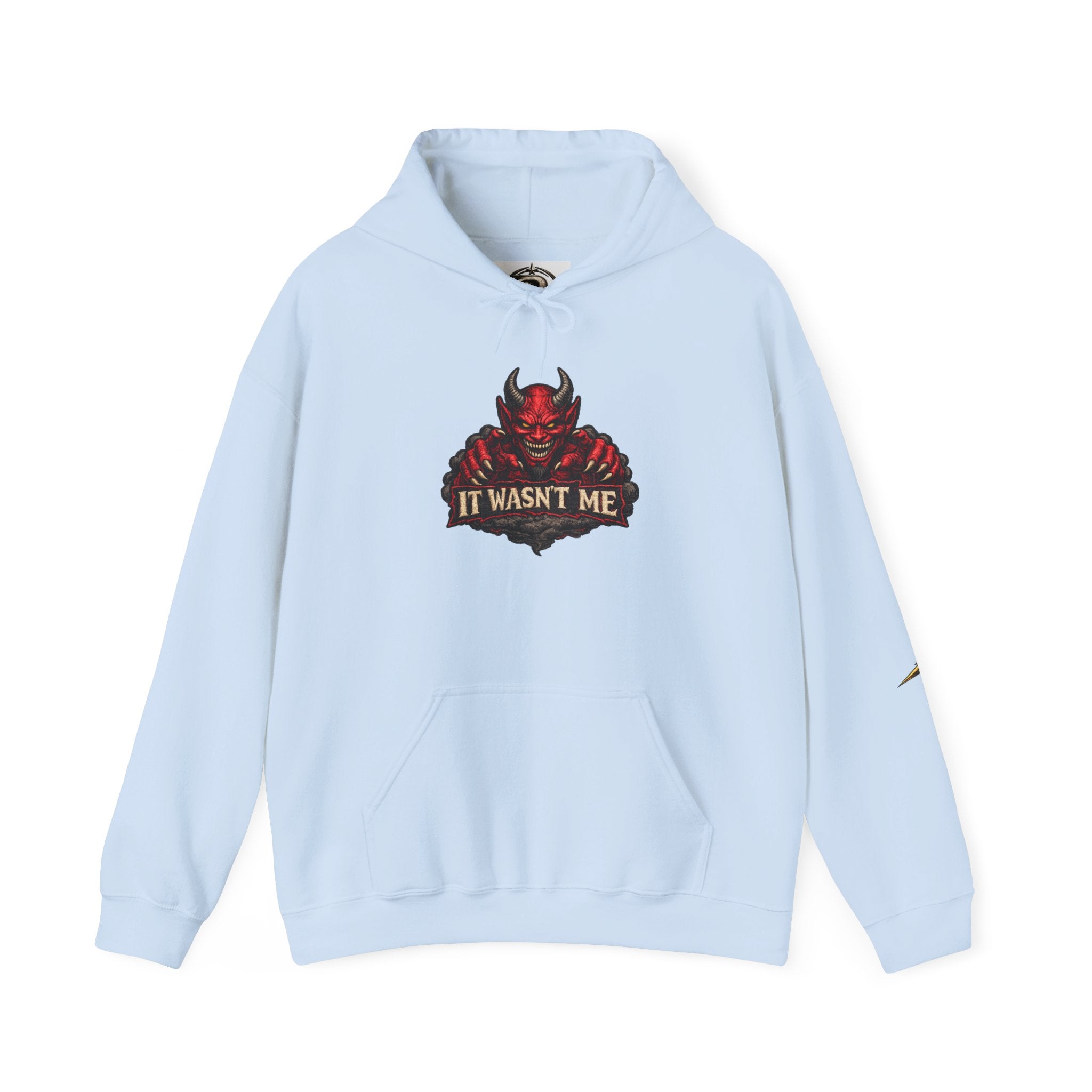 Devil Graphic Hoodie — "It Wasn't Me" Funny Devil Pullover